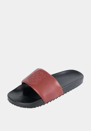 Ashluxe Emblem Leather slides Red