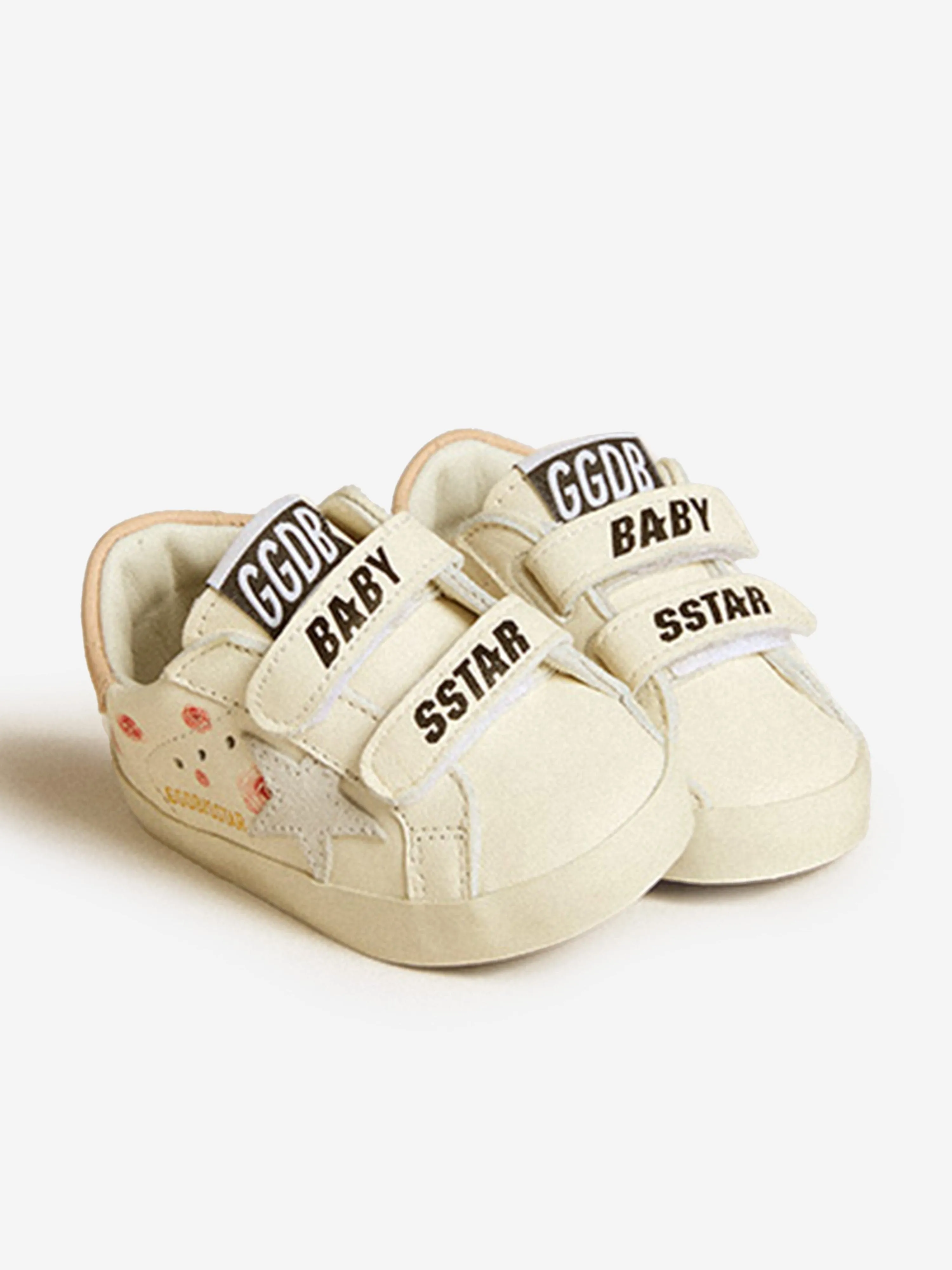 Baby Girls Leather and Suede Star Trainers in White