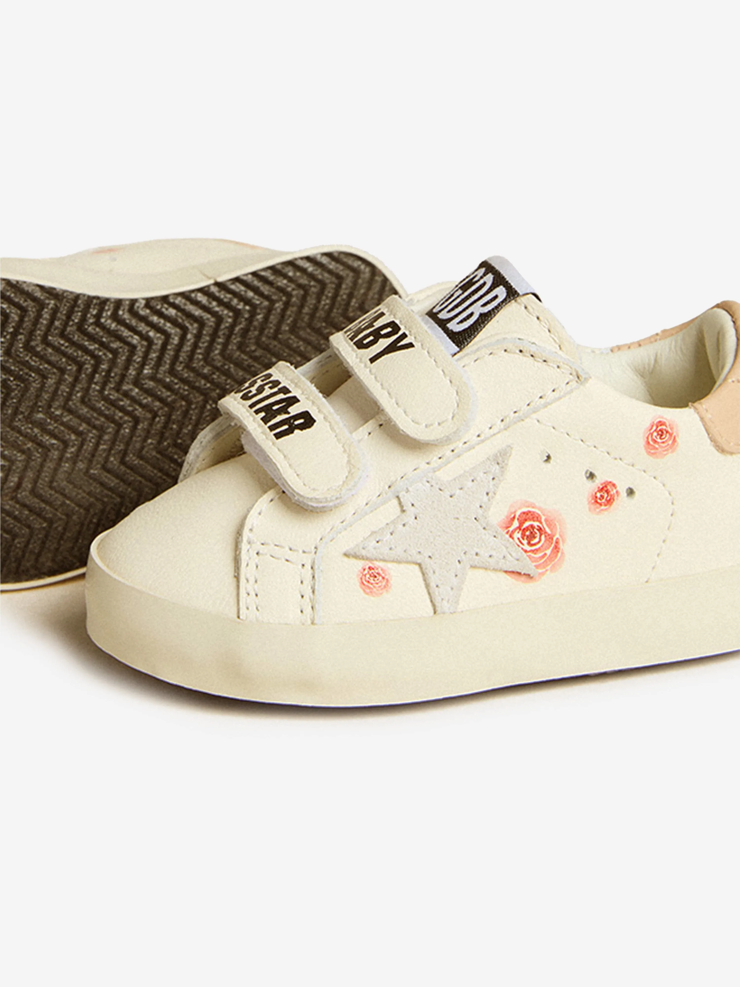 Baby Girls Leather and Suede Star Trainers in White