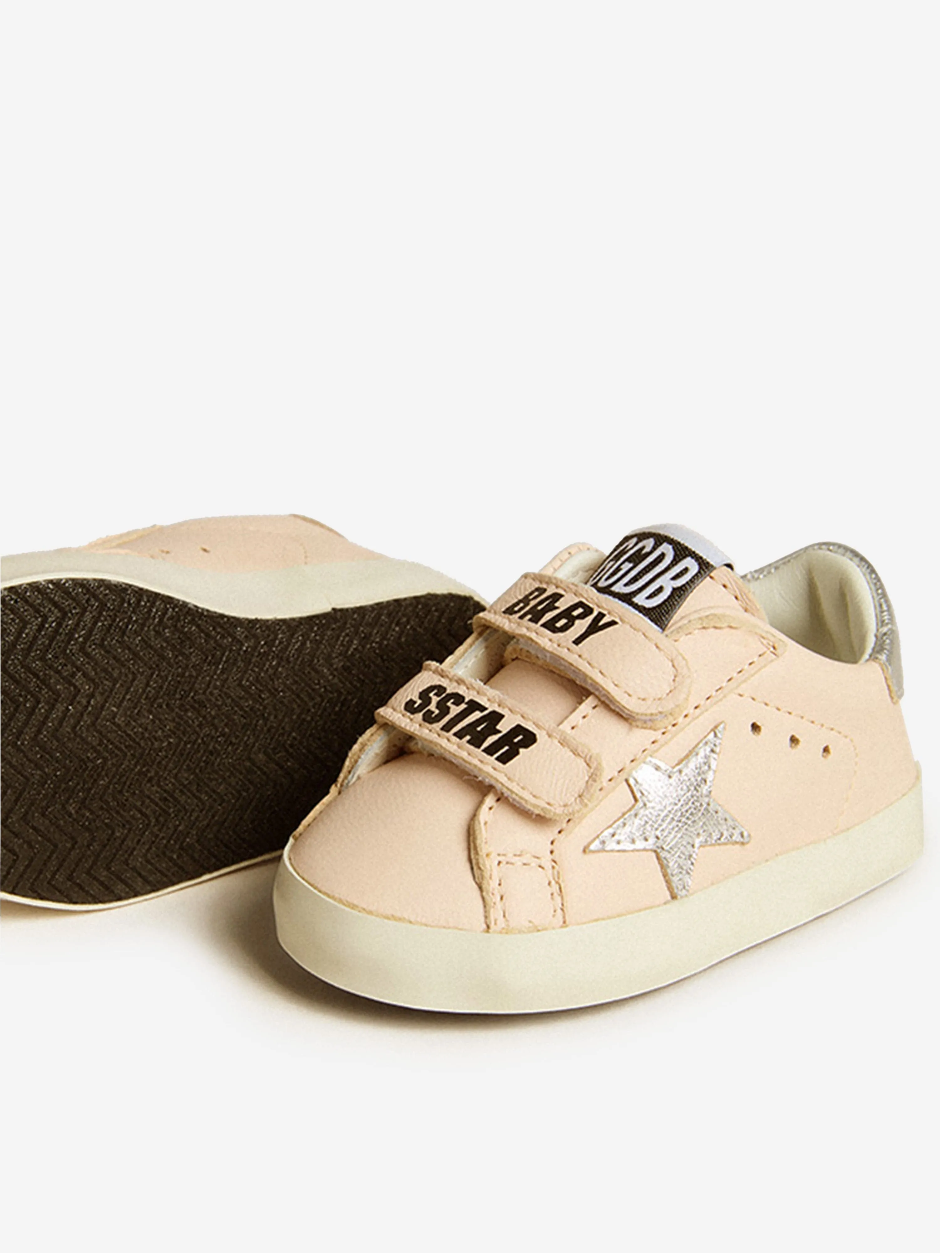 Baby Girls Leather School Trainers in Pink