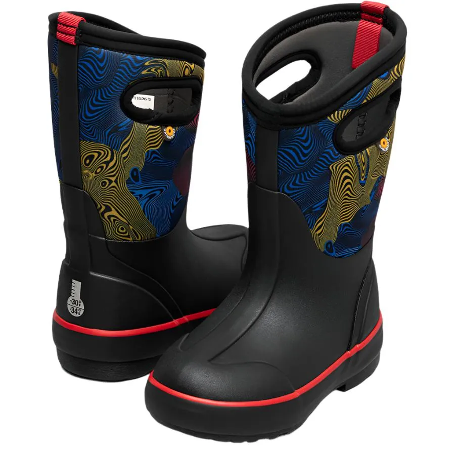 Bogs Shoes Classic II Warped Stripes Black Multi (Size 8c-5Y)