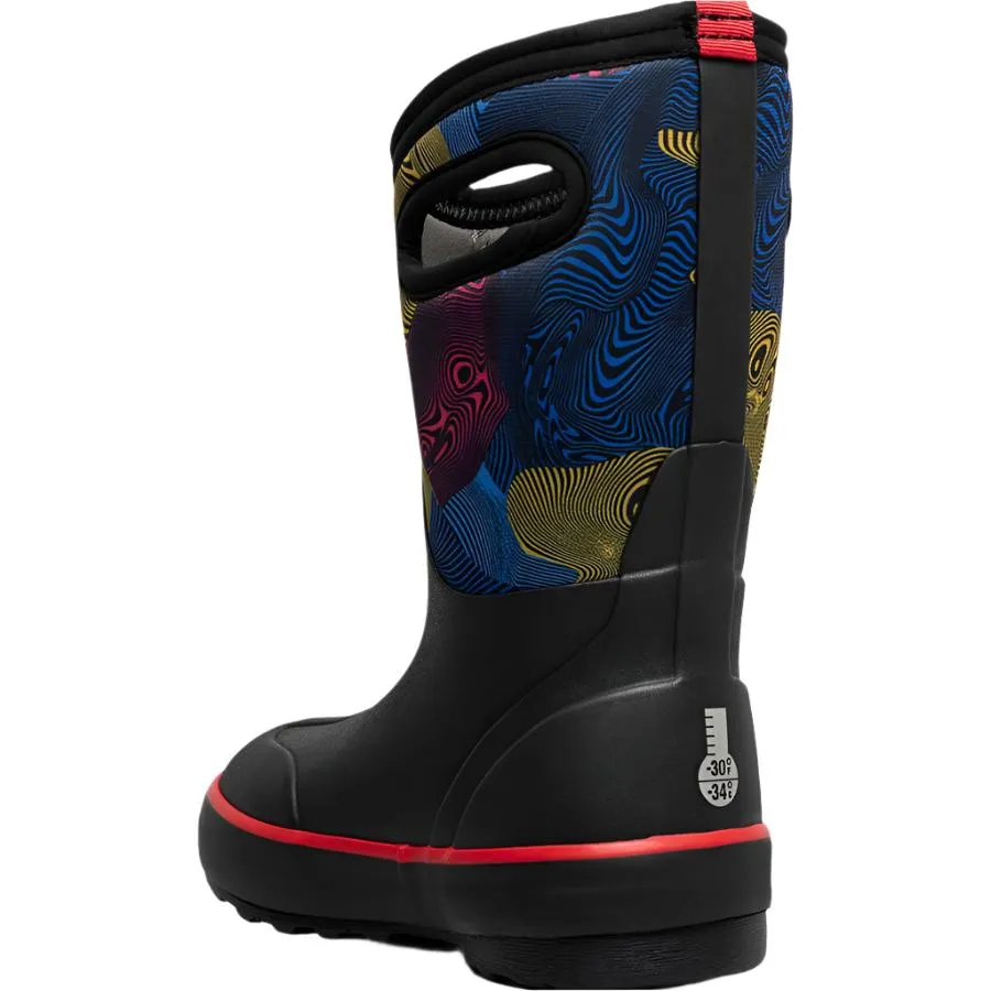 Bogs Shoes Classic II Warped Stripes Black Multi (Size 8c-5Y)