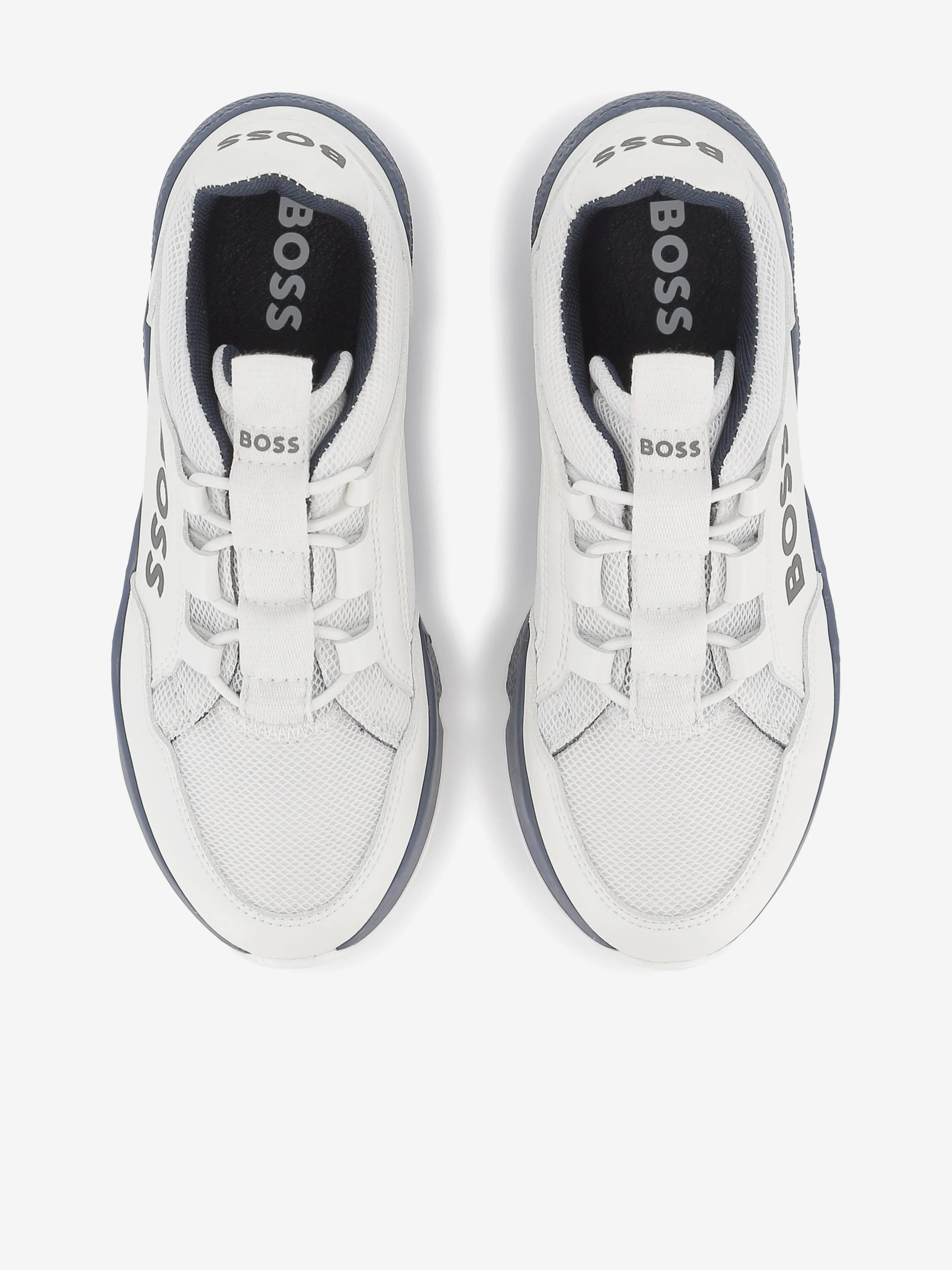 BOSS Boys Lace Up Logo Trainers in White