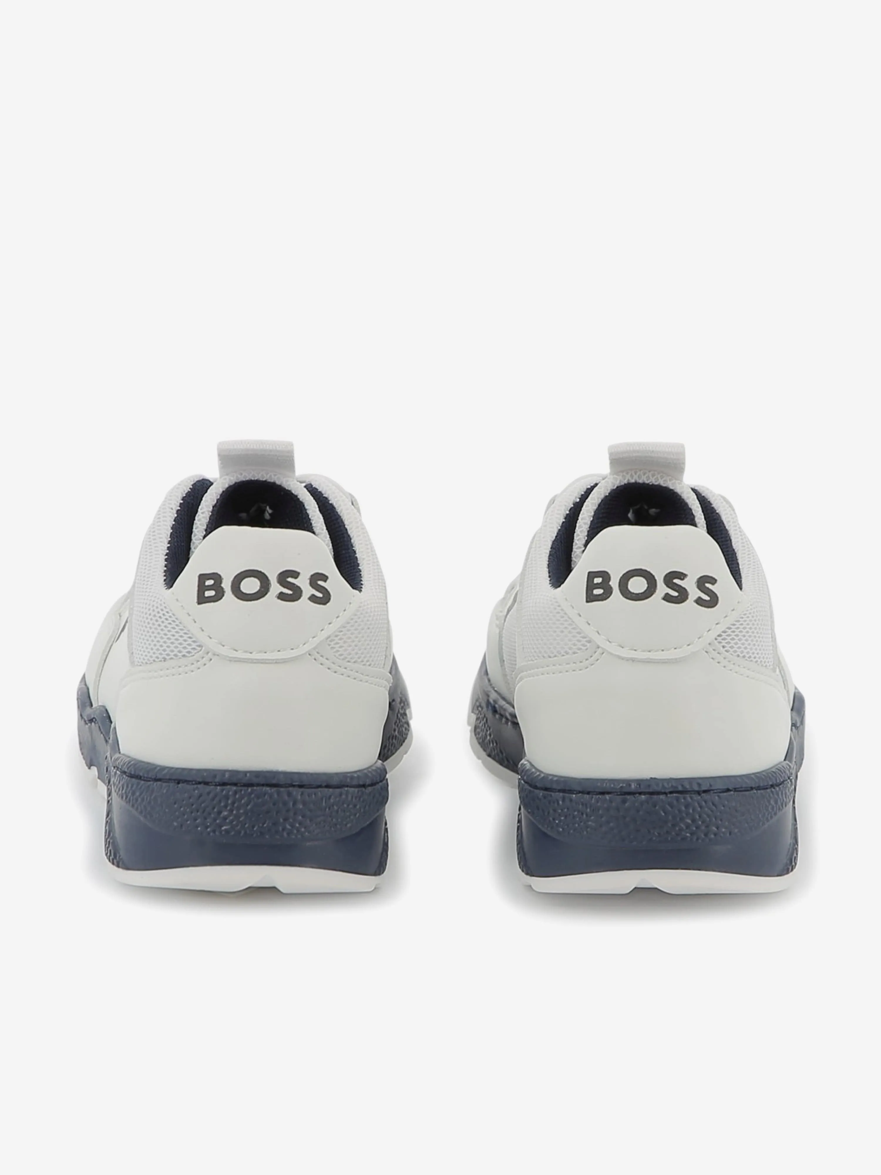 BOSS Boys Lace Up Logo Trainers in White