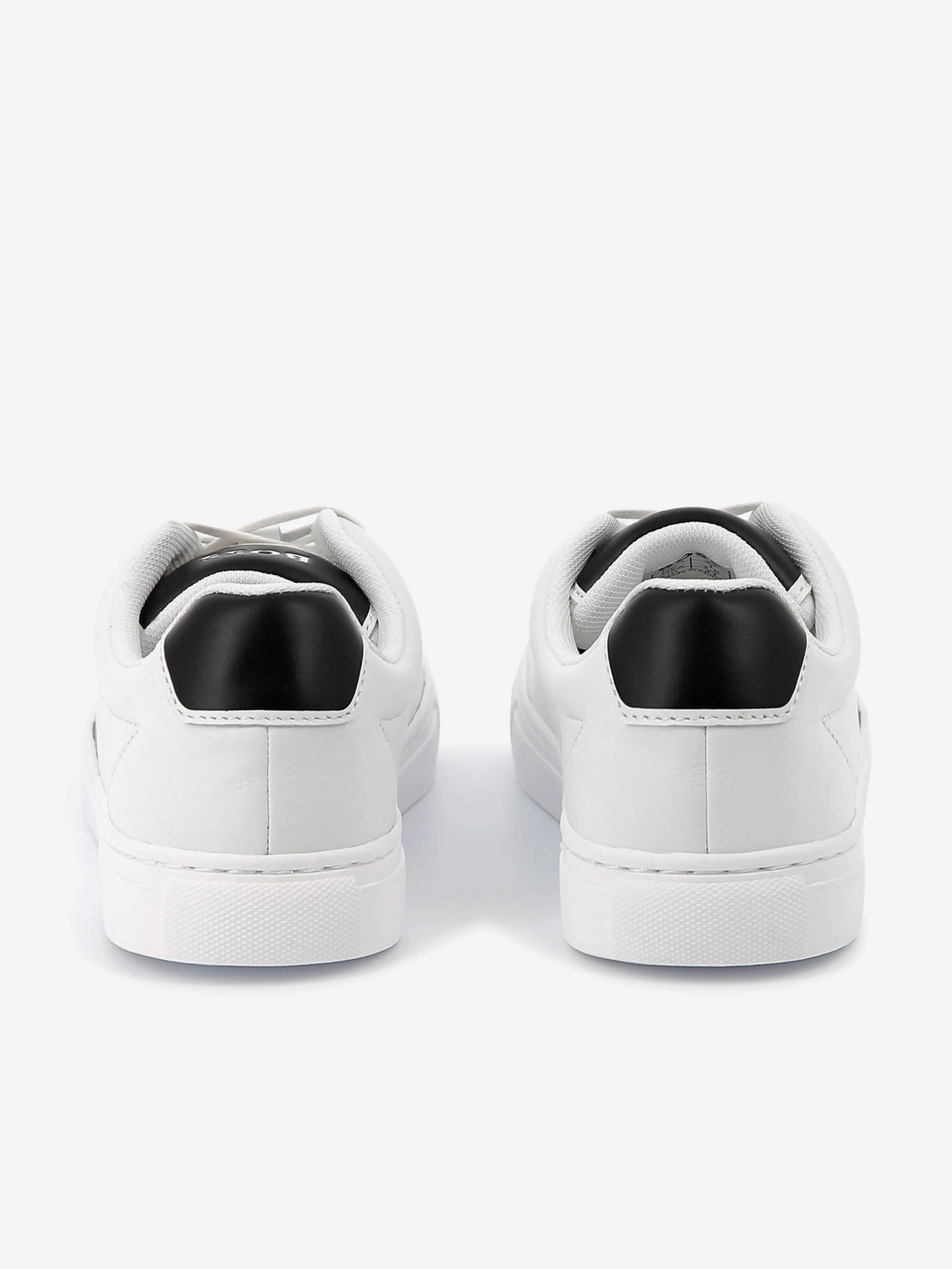 BOSS Boys Leather Logo Trainers in White