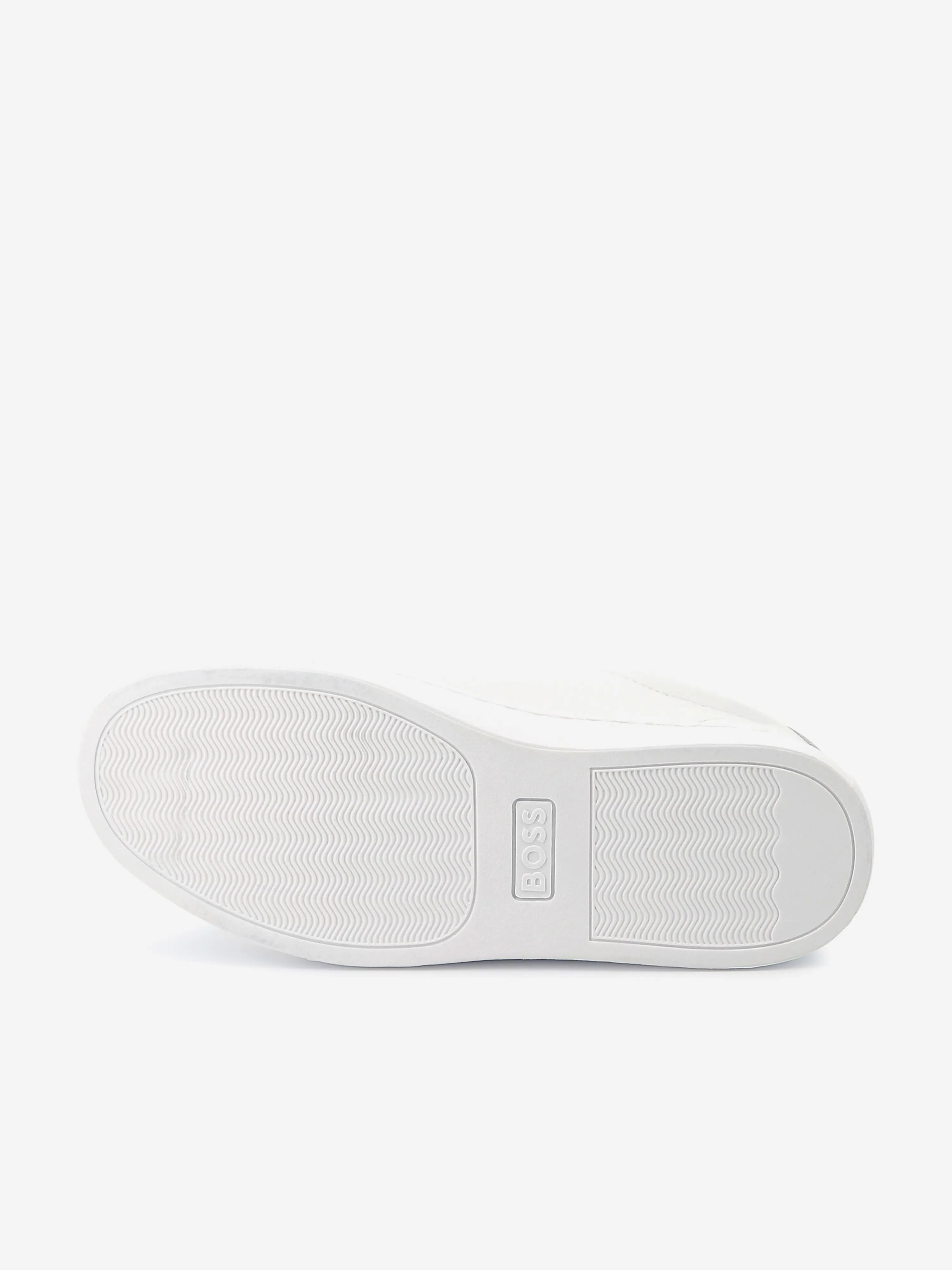 BOSS Boys Leather Logo Trainers in White
