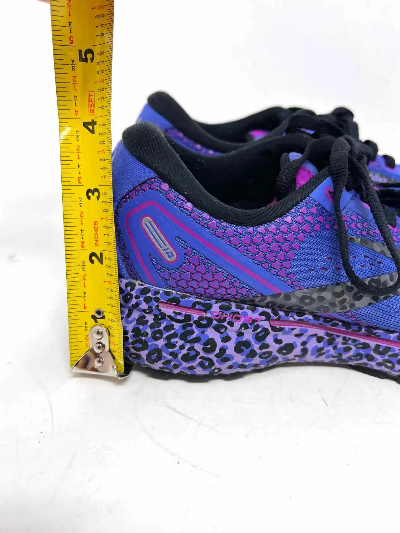 Brooks Size 6 Purple/Black Mesh Animal Print Shoes Sneakers