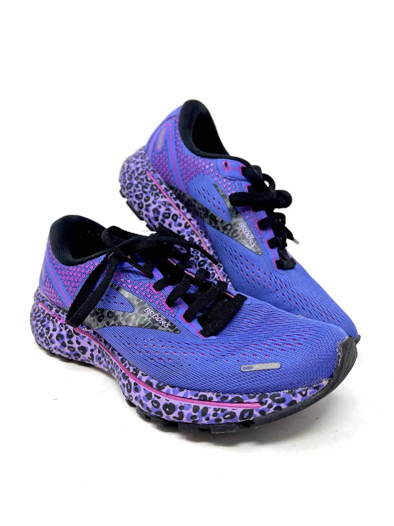 Brooks Size 6 Purple/Black Mesh Animal Print Shoes Sneakers