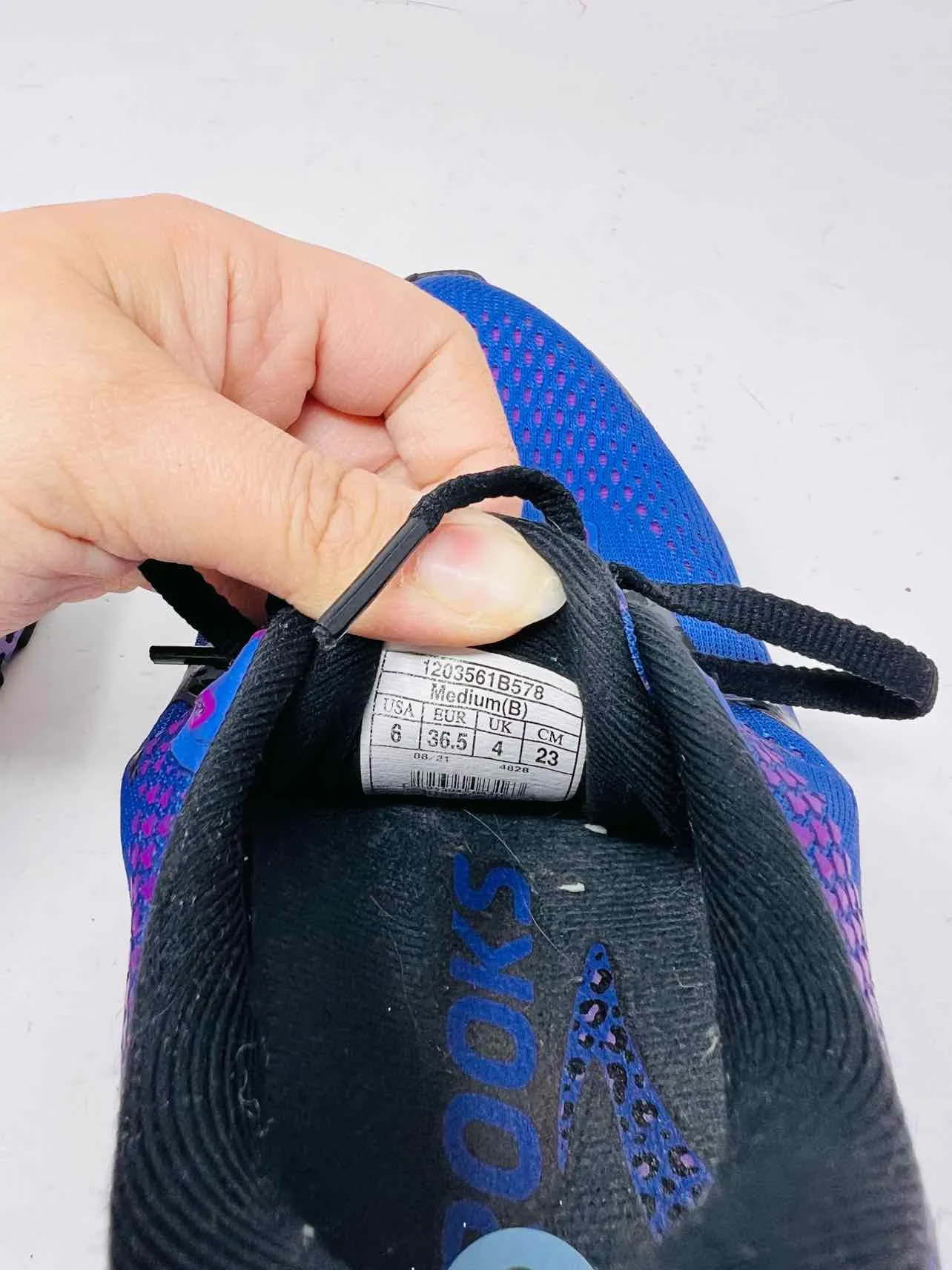 Brooks Size 6 Purple/Black Mesh Animal Print Shoes Sneakers