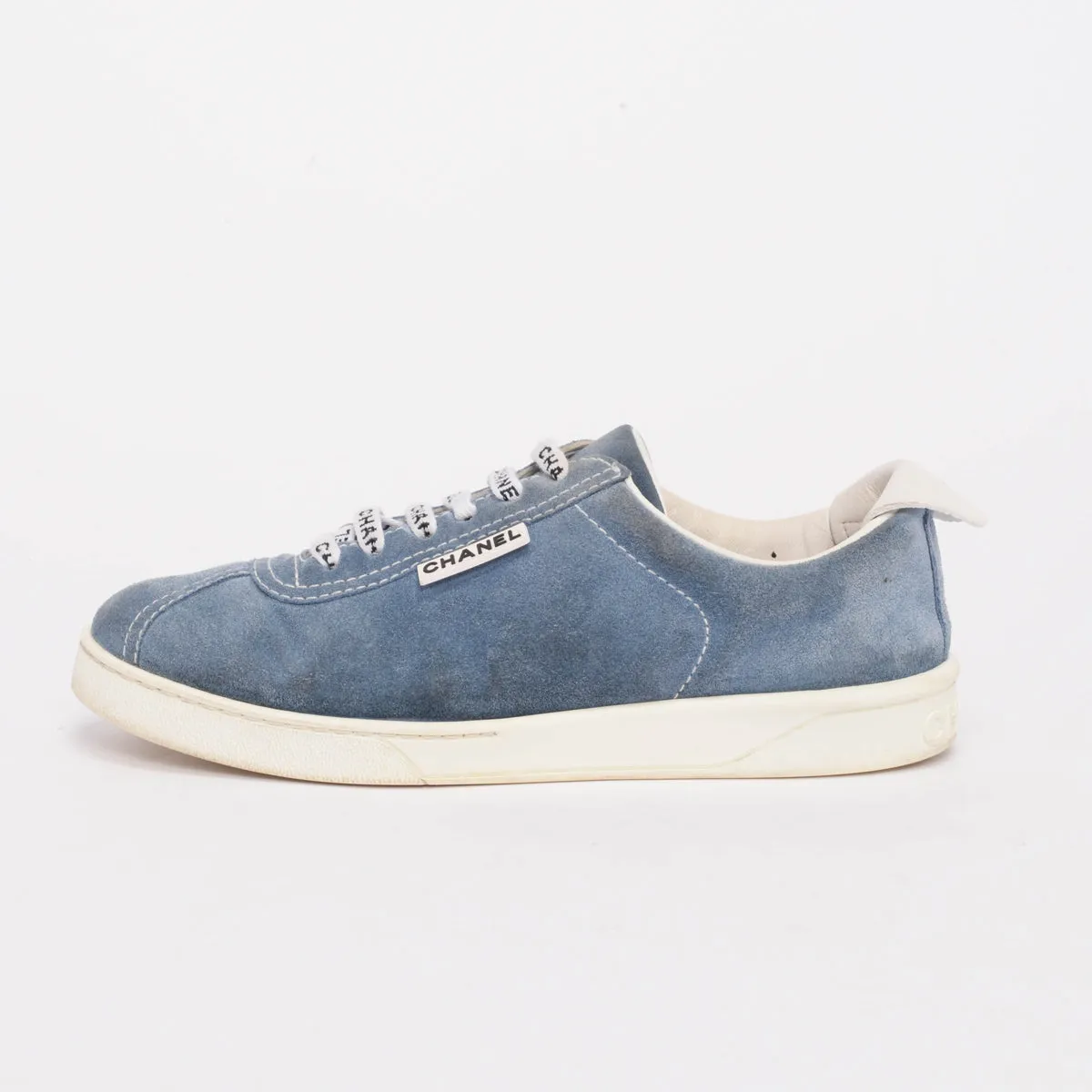 Chanel Blue Suede Weekender Sneakers 37.5