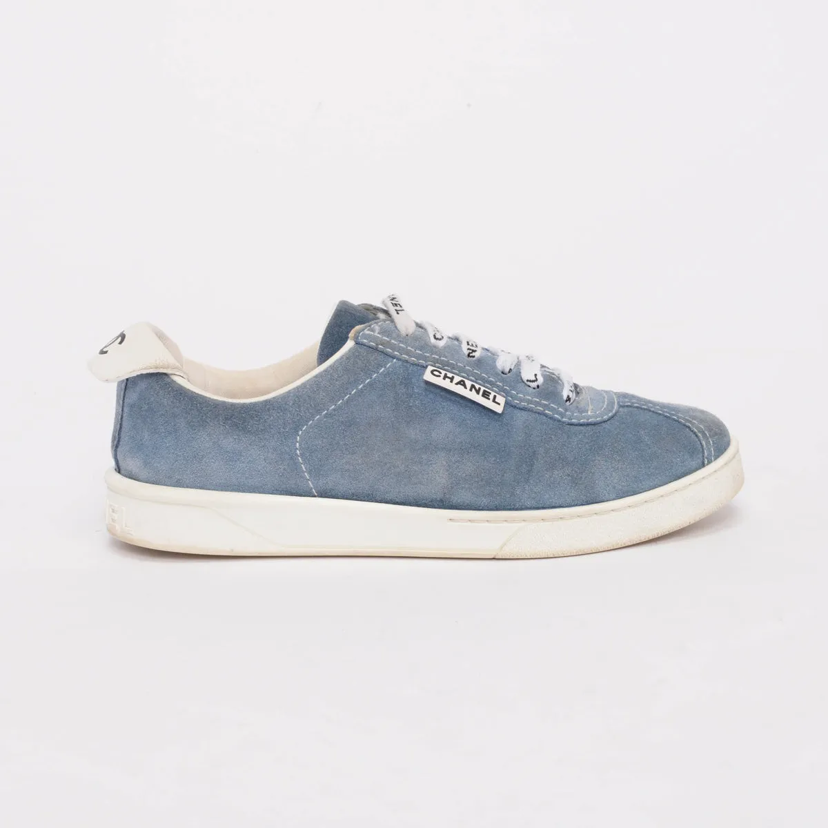 Chanel Blue Suede Weekender Sneakers 37.5