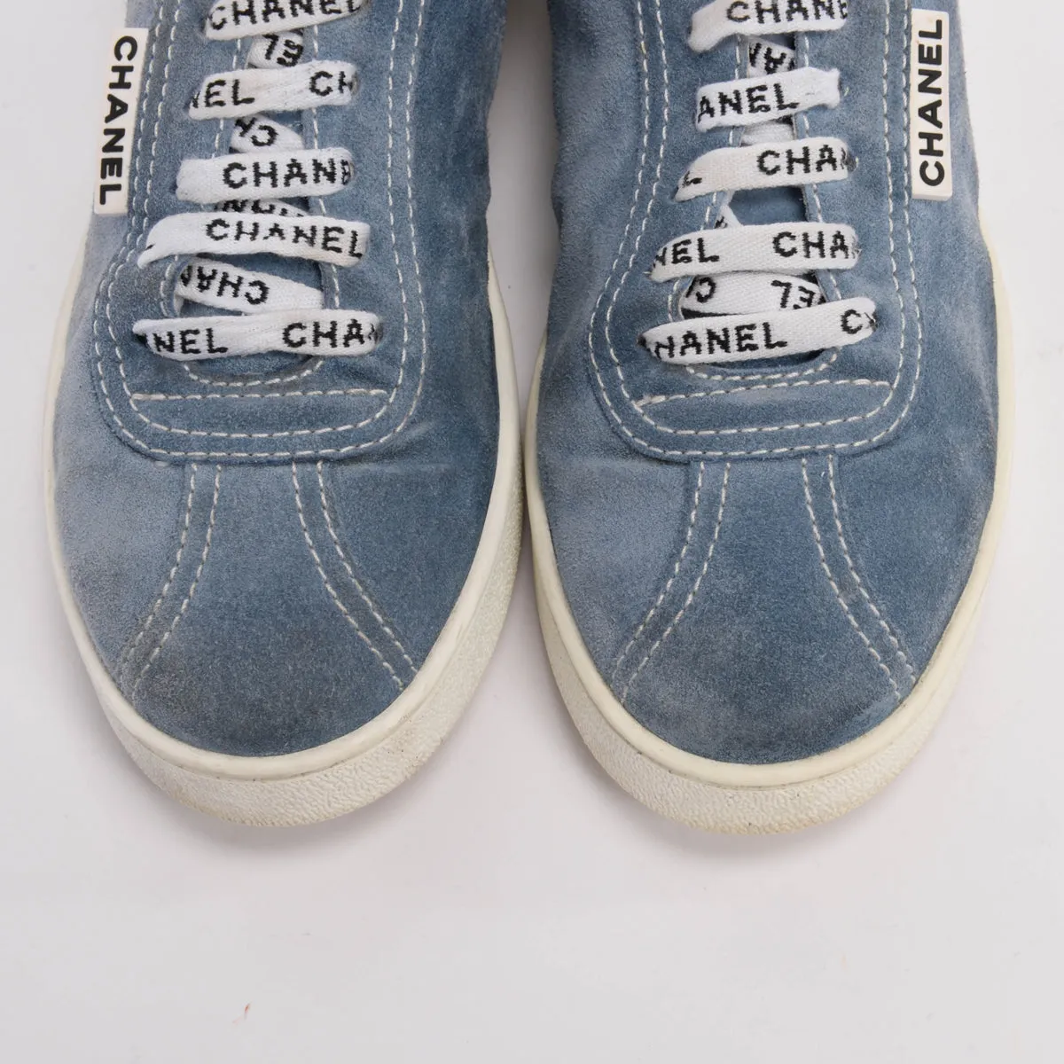 Chanel Blue Suede Weekender Sneakers 37.5