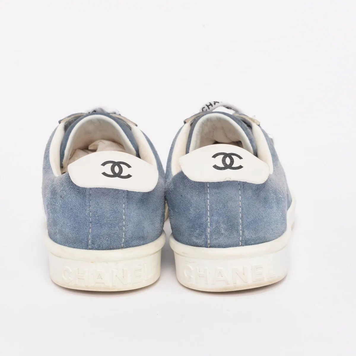 Chanel Blue Suede Weekender Sneakers 37.5