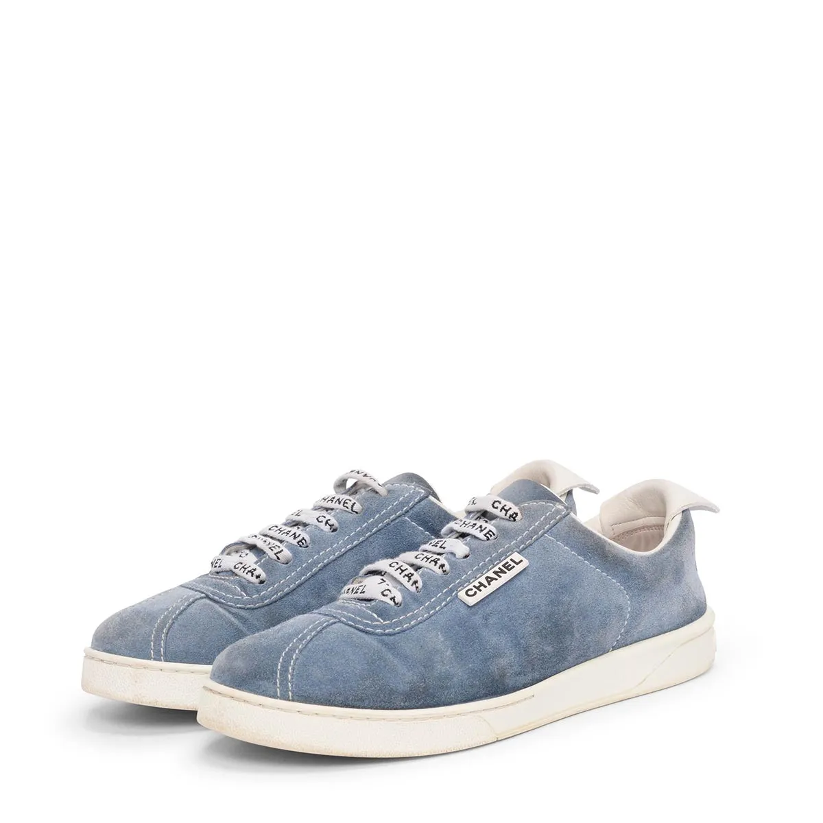 Chanel Blue Suede Weekender Sneakers 37.5