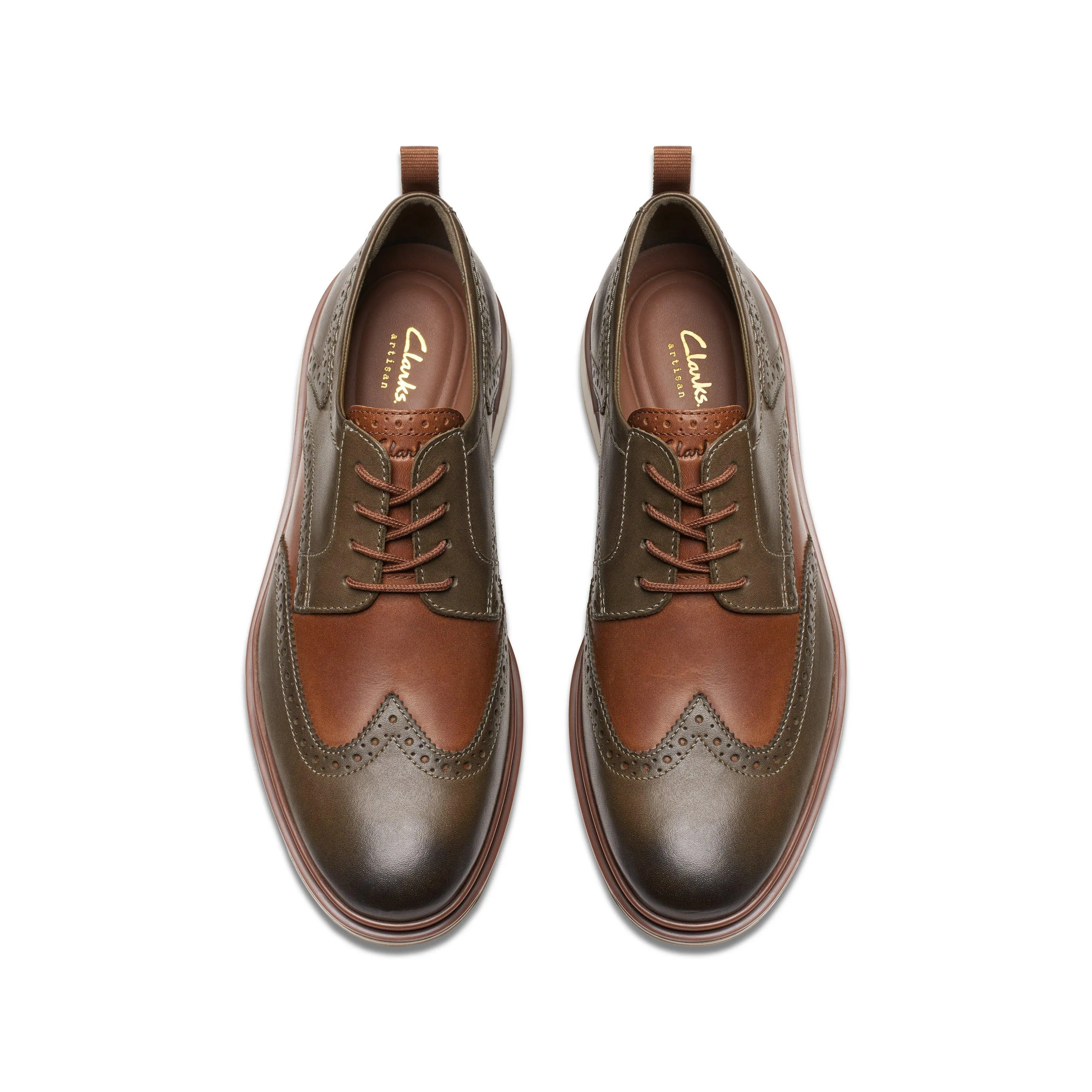Clarks Chantry Wing in Green Leather