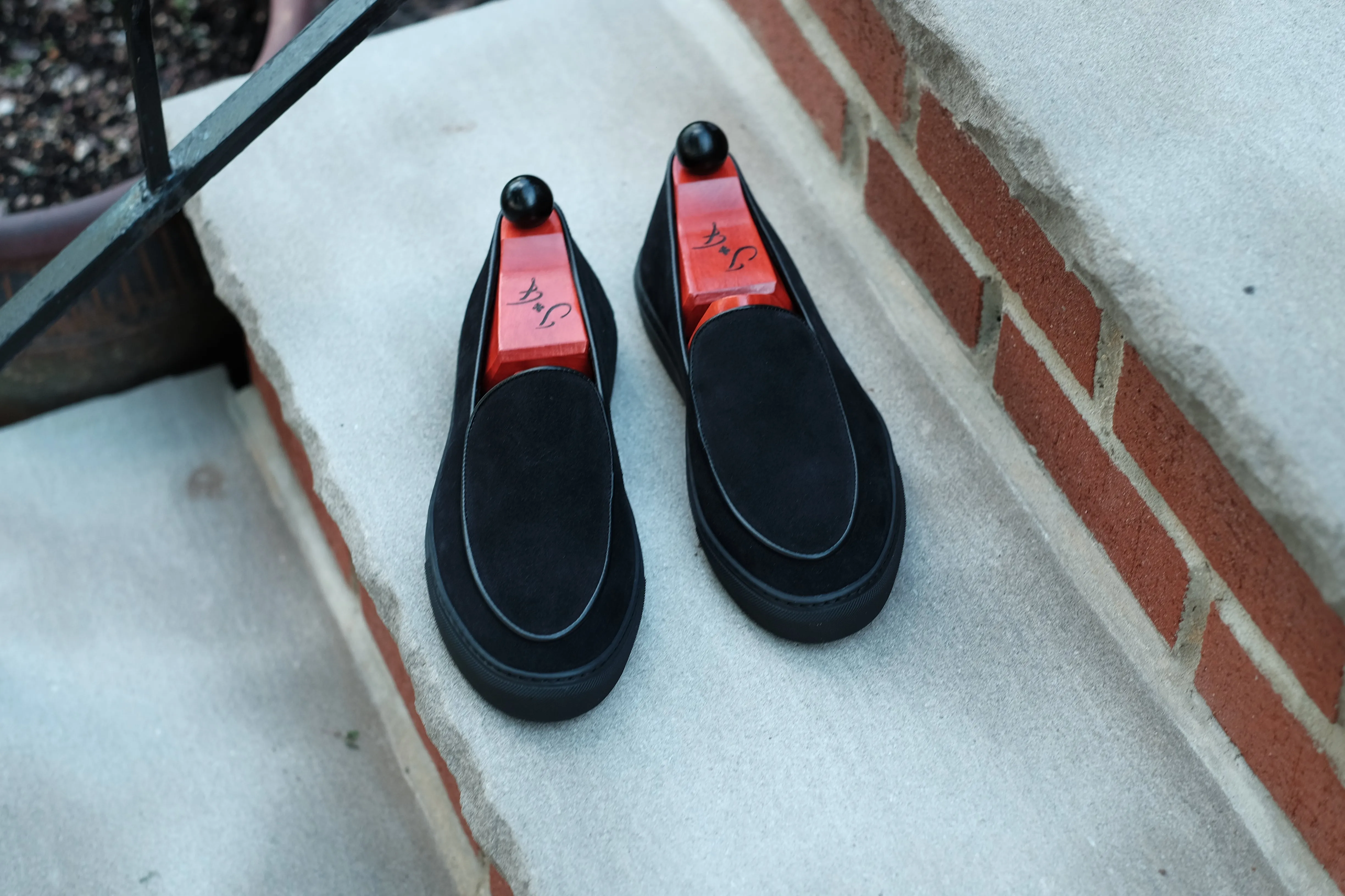 Ellensburg - Black Suede / Black Calf Piping - PRE SALE