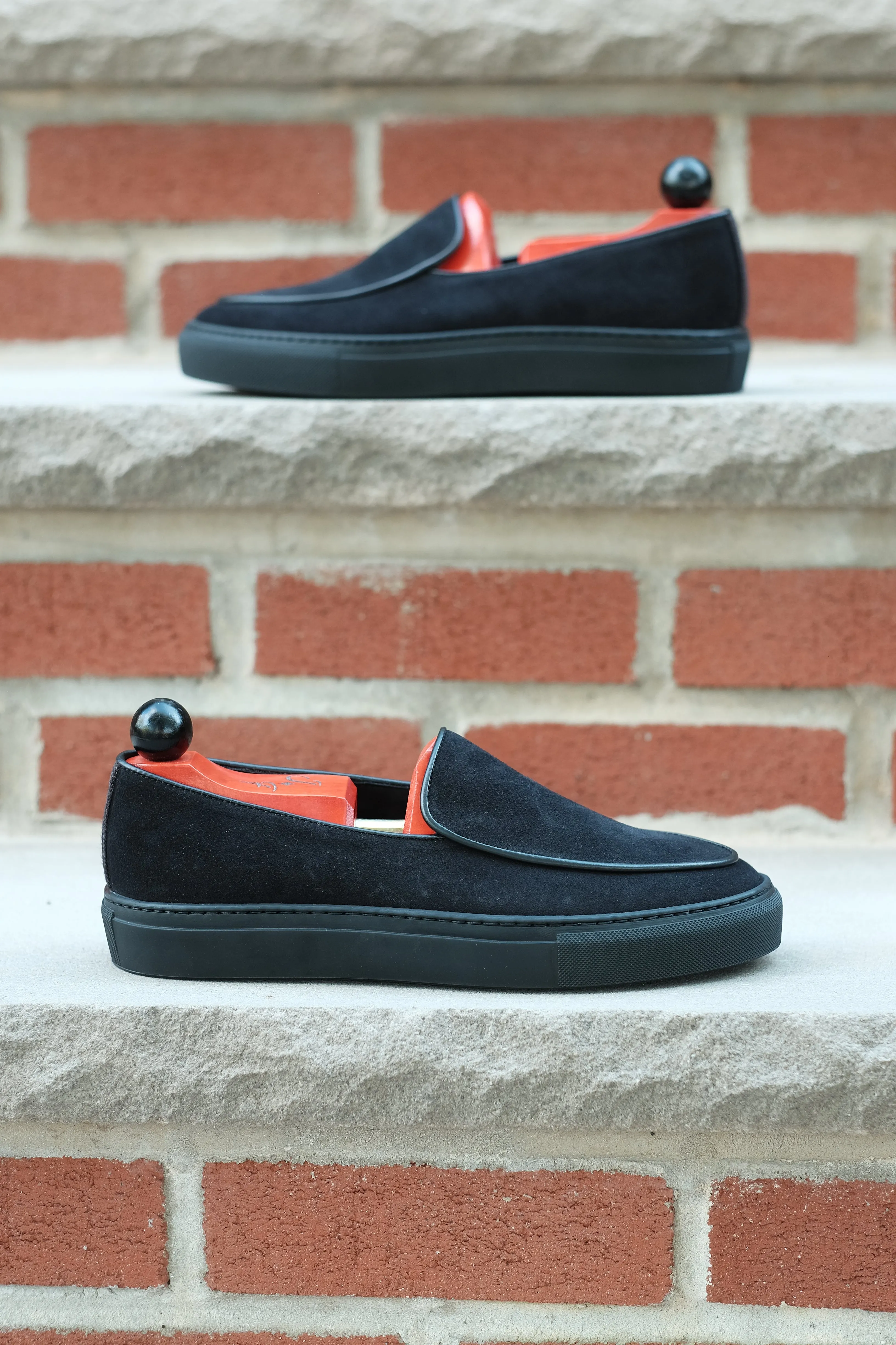 Ellensburg - Black Suede / Black Calf Piping - PRE SALE