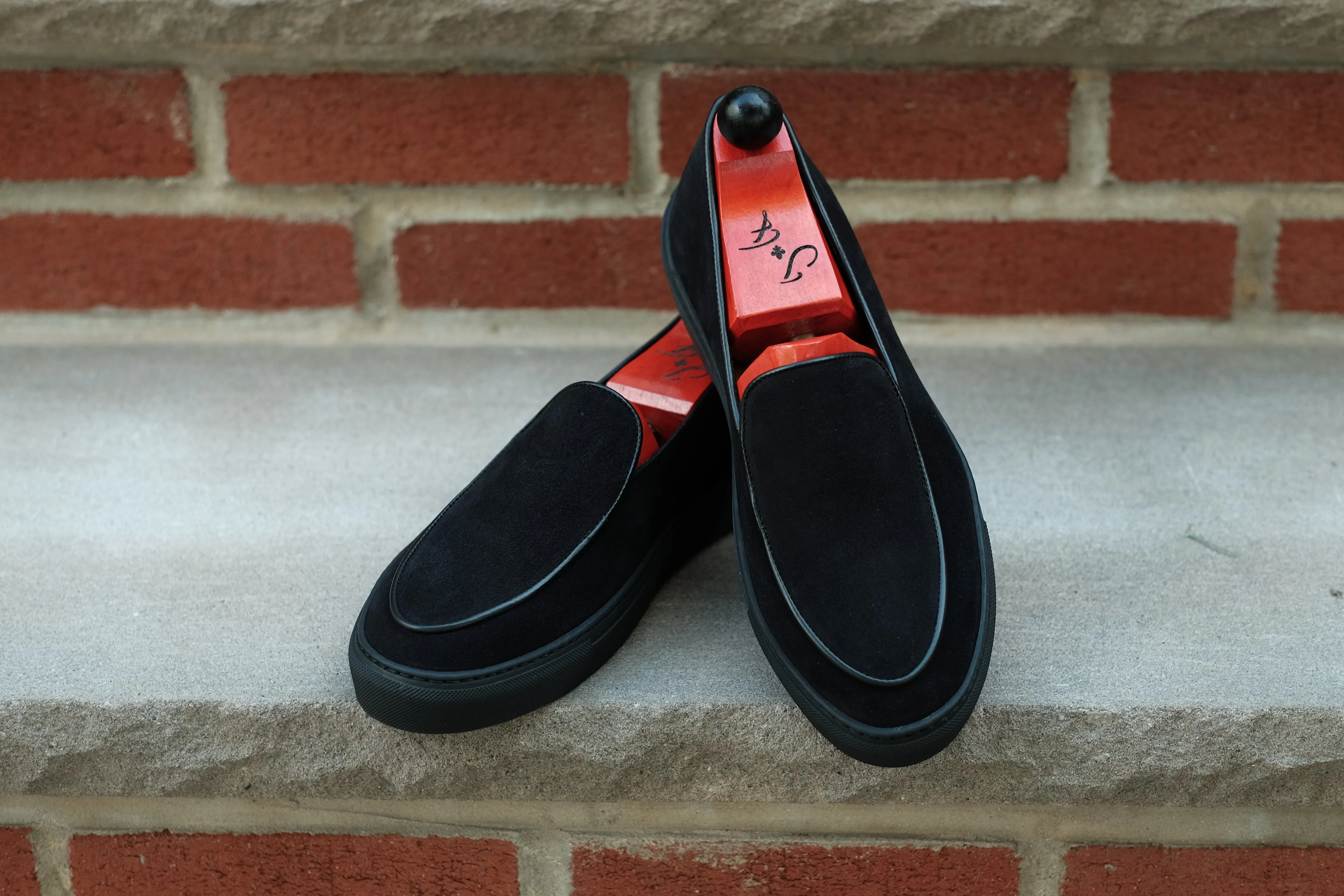 Ellensburg - Black Suede / Black Calf Piping - PRE SALE
