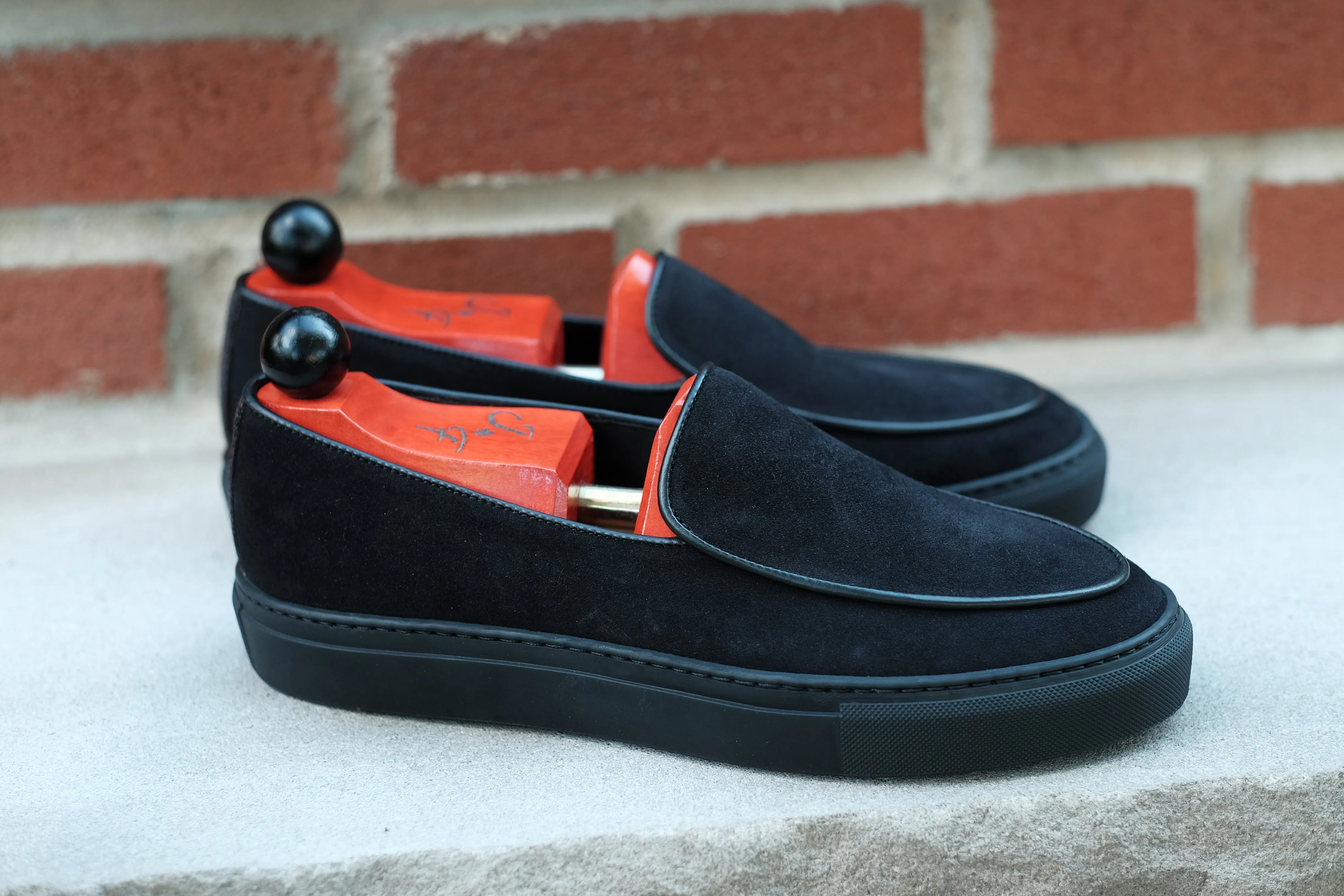 Ellensburg - Black Suede / Black Calf Piping - PRE SALE