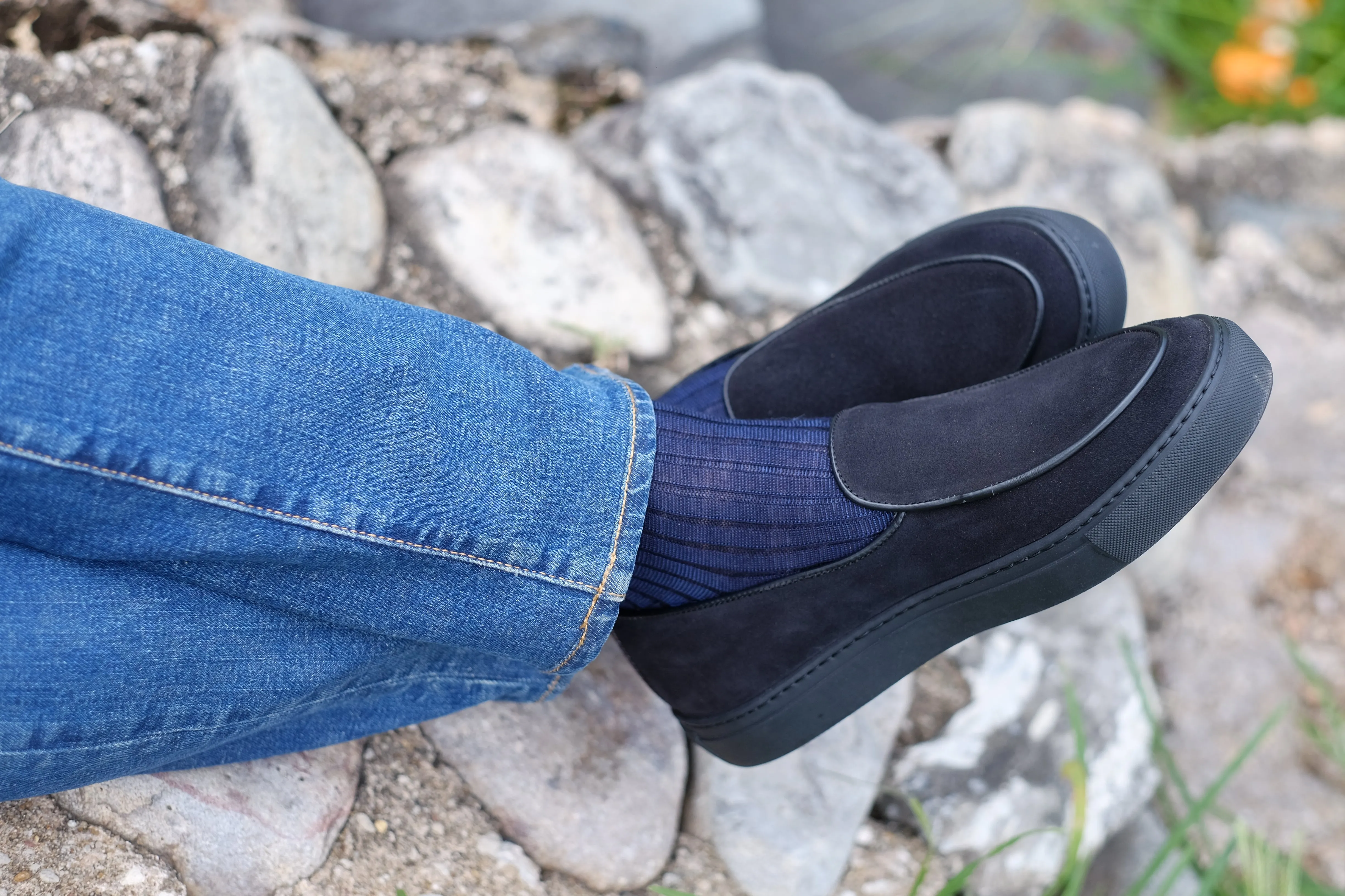 Ellensburg - Black Suede / Black Calf Piping - PRE SALE