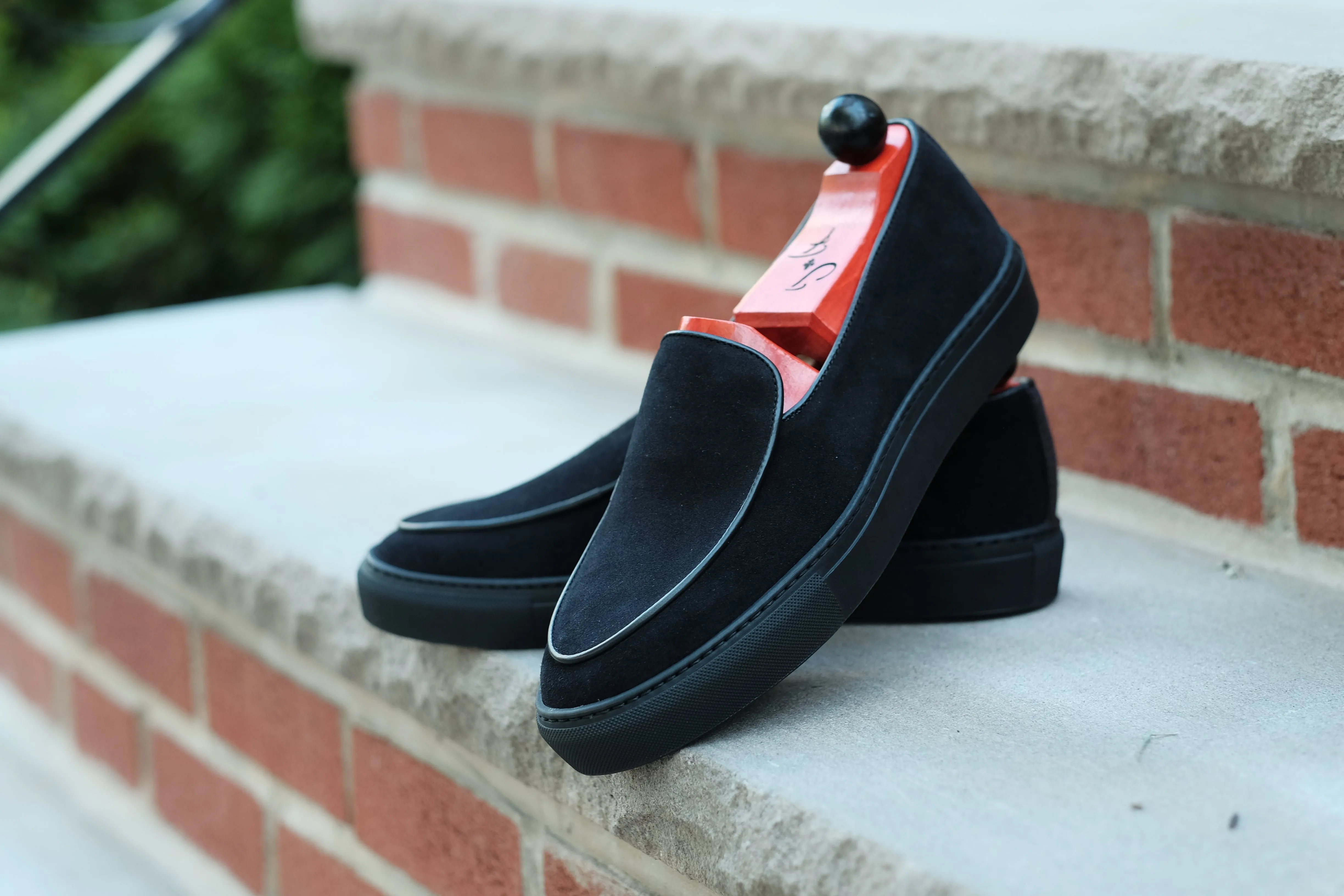 Ellensburg - Black Suede / Black Calf Piping - PRE SALE