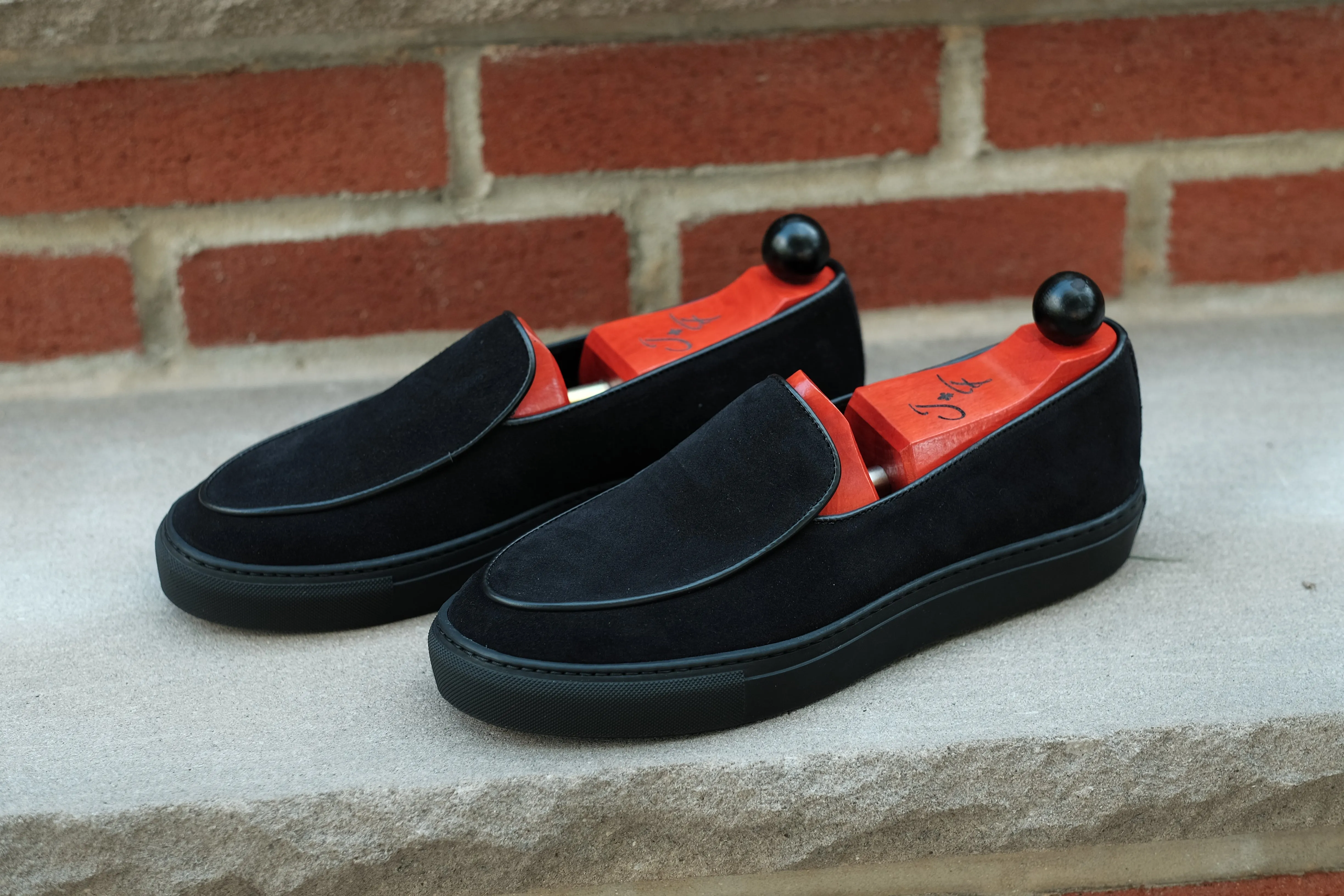 Ellensburg - Black Suede / Black Calf Piping - PRE SALE