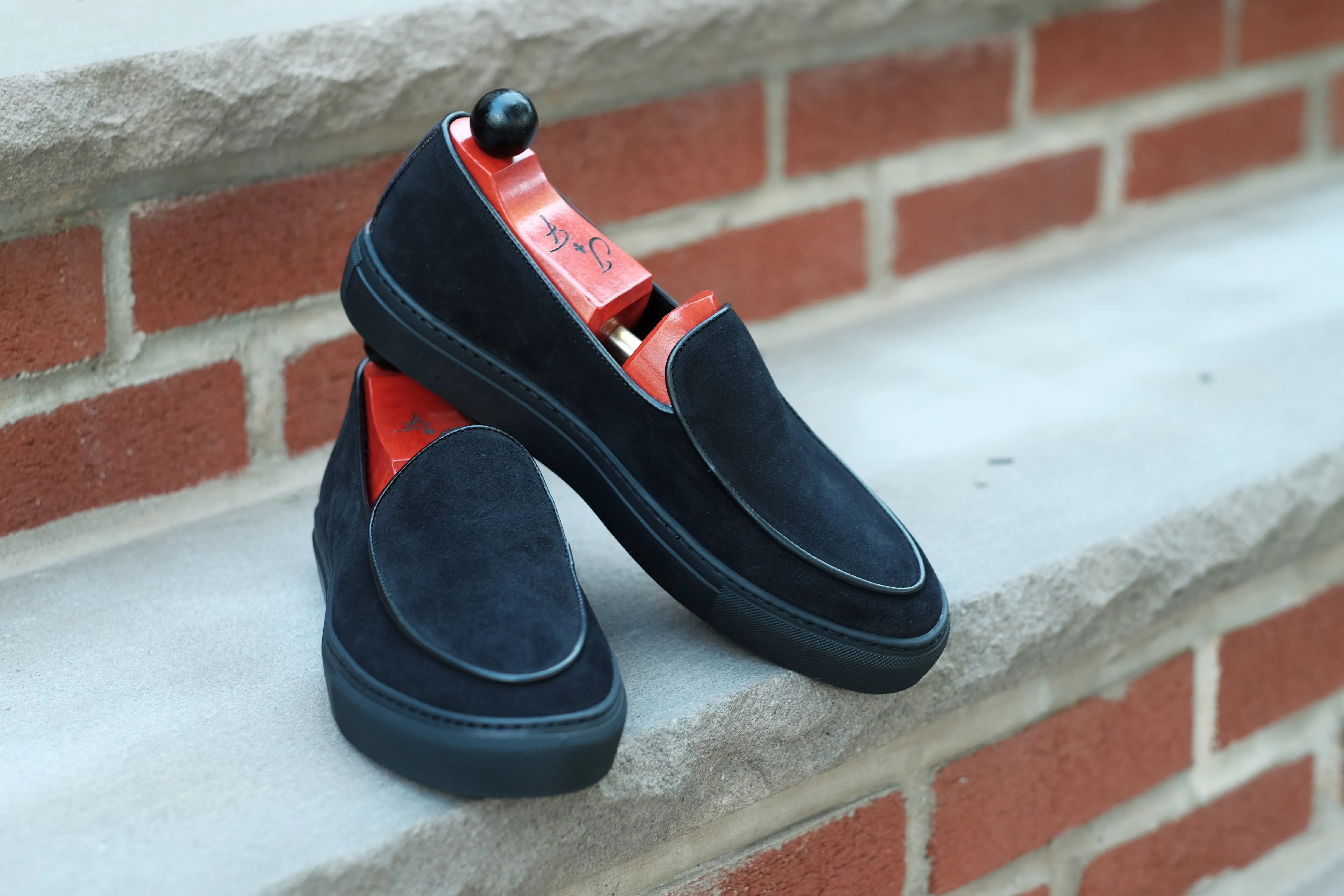 Ellensburg - Black Suede / Black Calf Piping - PRE SALE