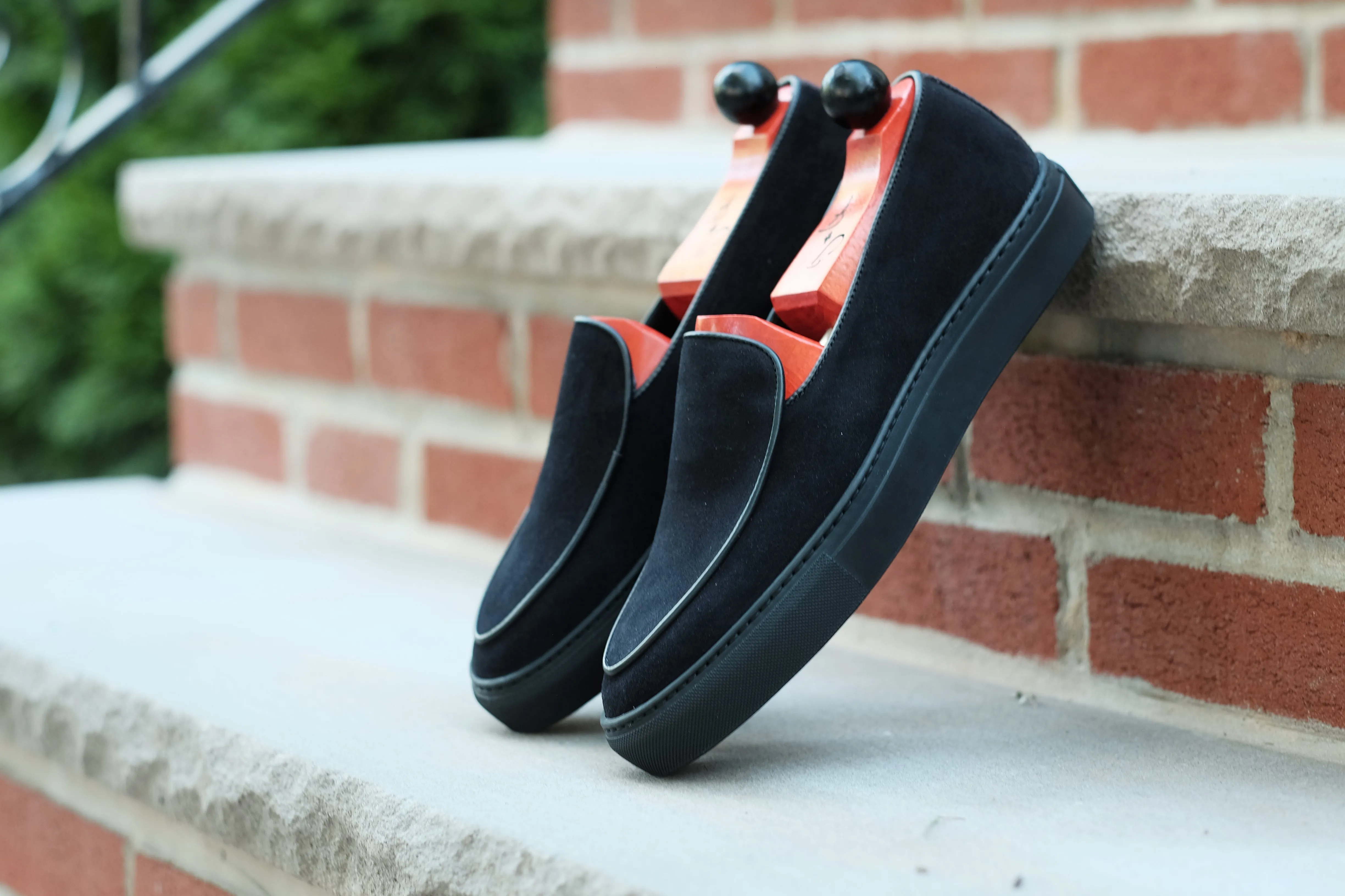 Ellensburg - Black Suede / Black Calf Piping - PRE SALE