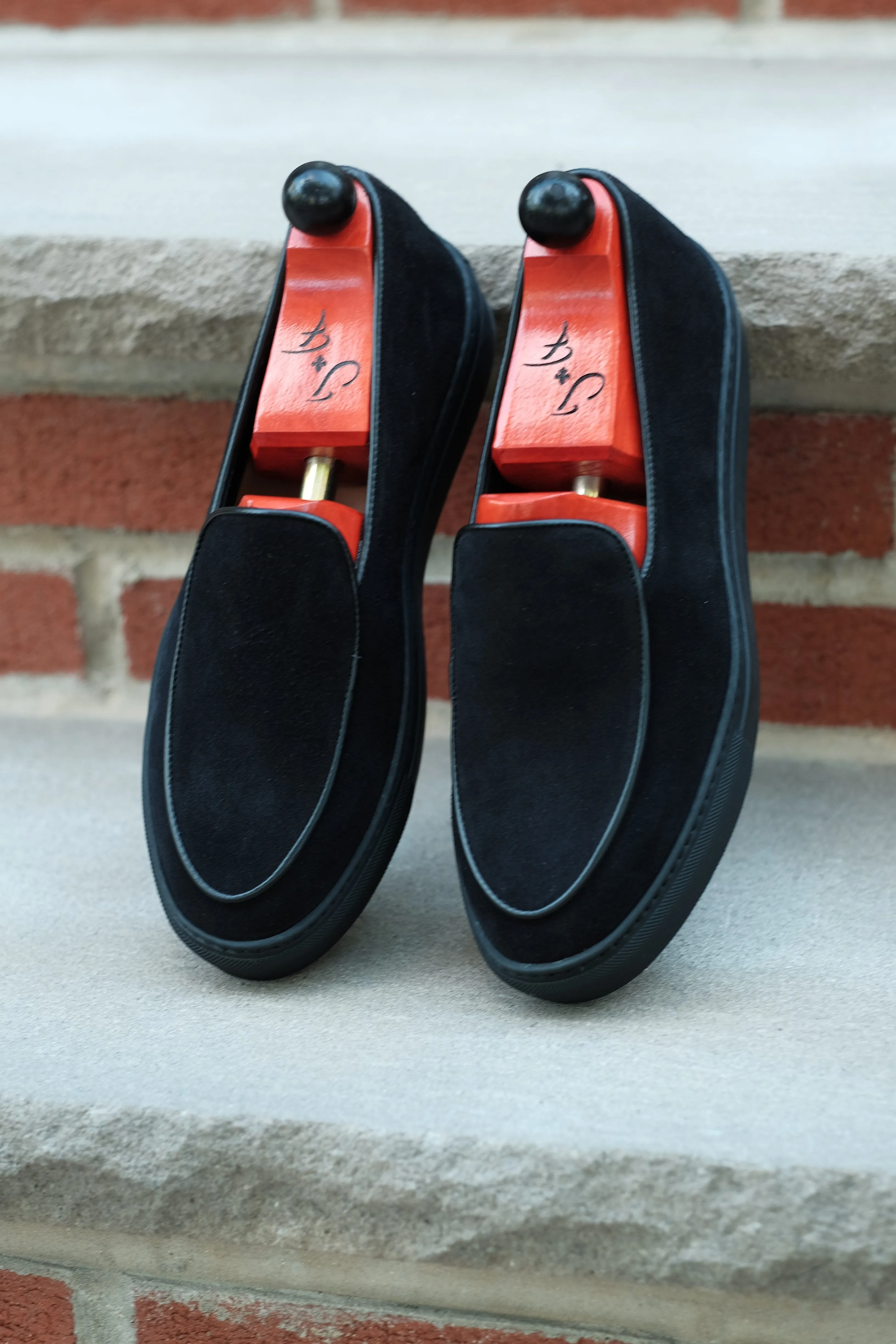 Ellensburg - Black Suede / Black Calf Piping - PRE SALE
