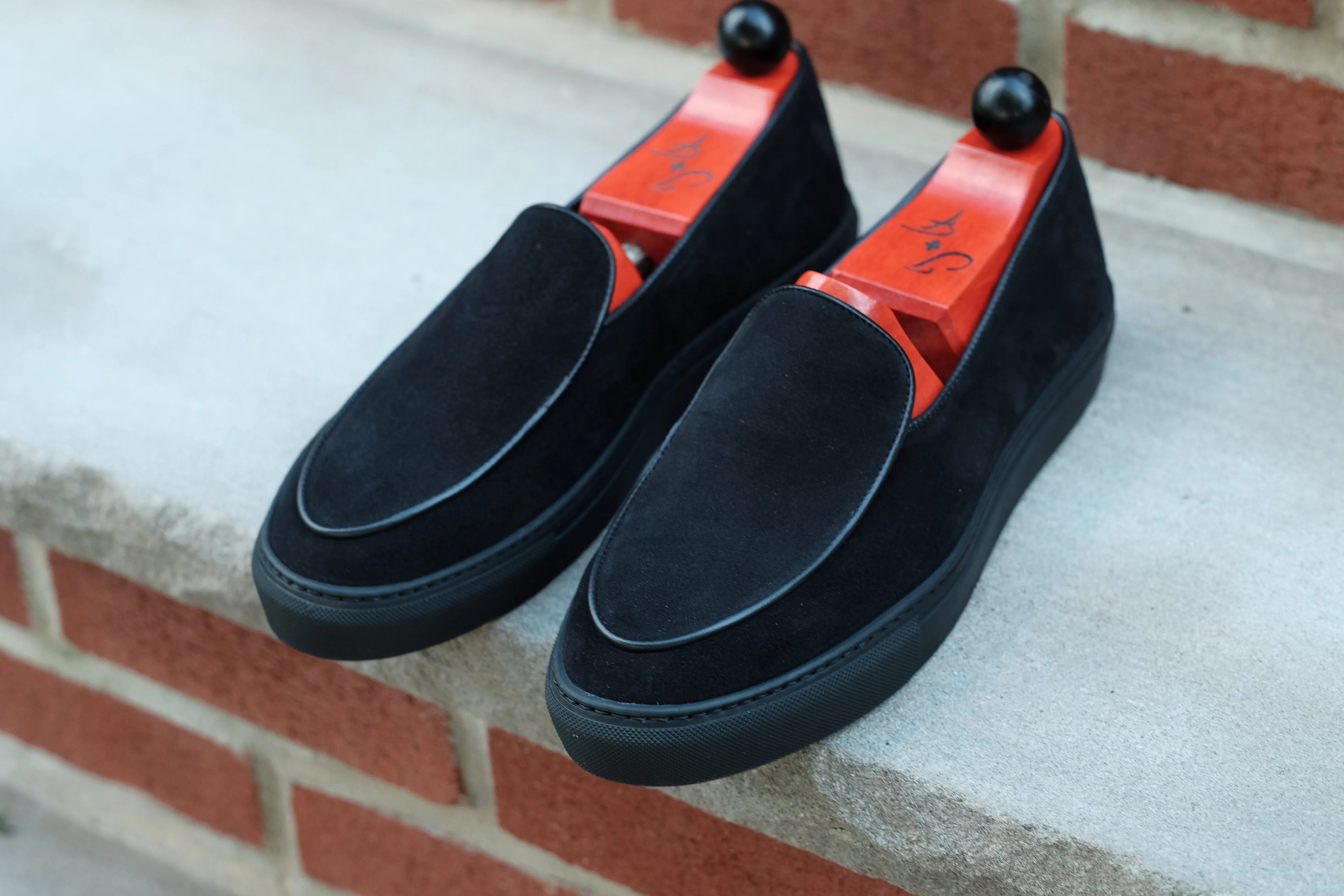 Ellensburg - Black Suede / Black Calf Piping - PRE SALE