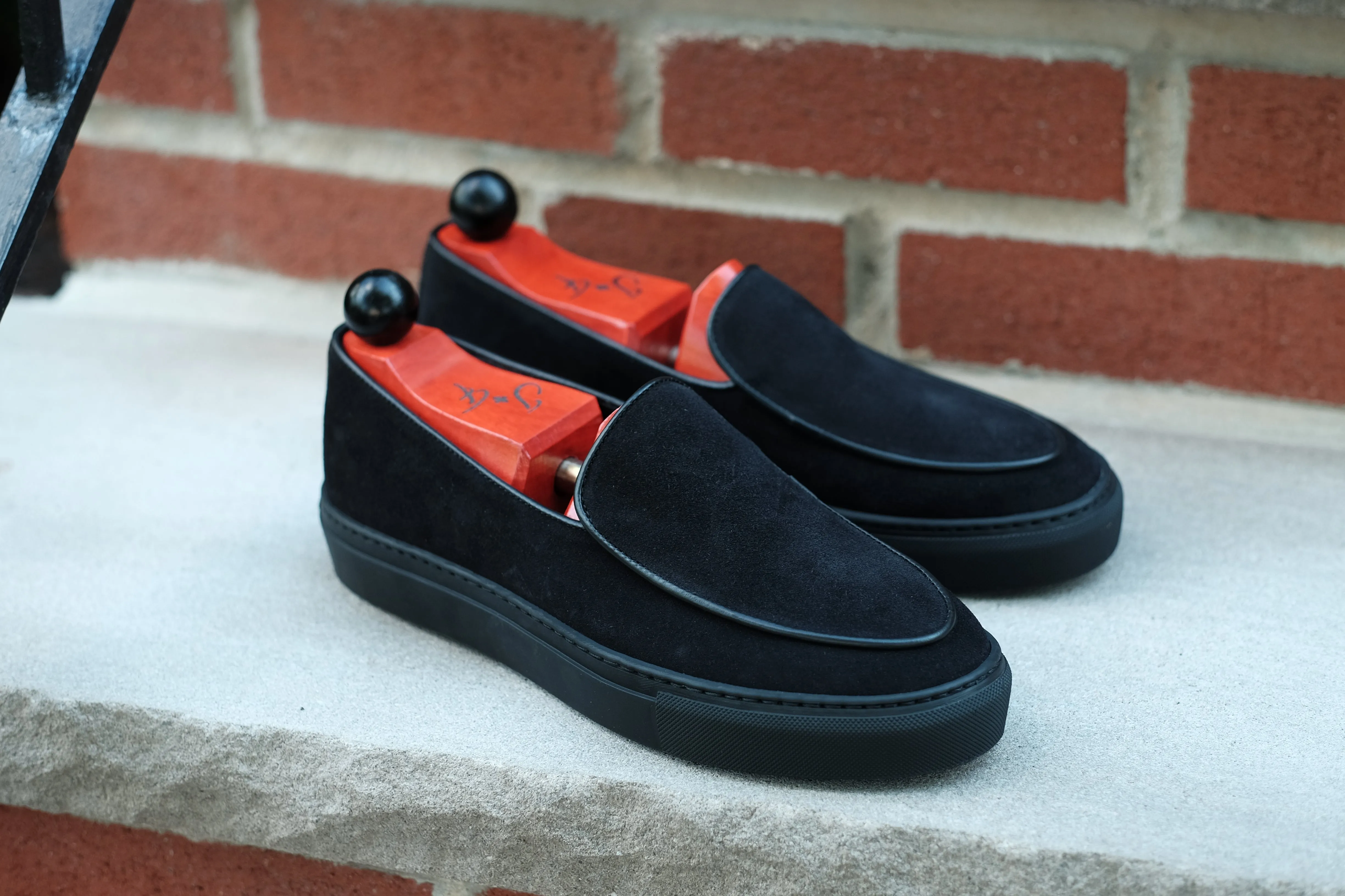 Ellensburg - Black Suede / Black Calf Piping - PRE SALE