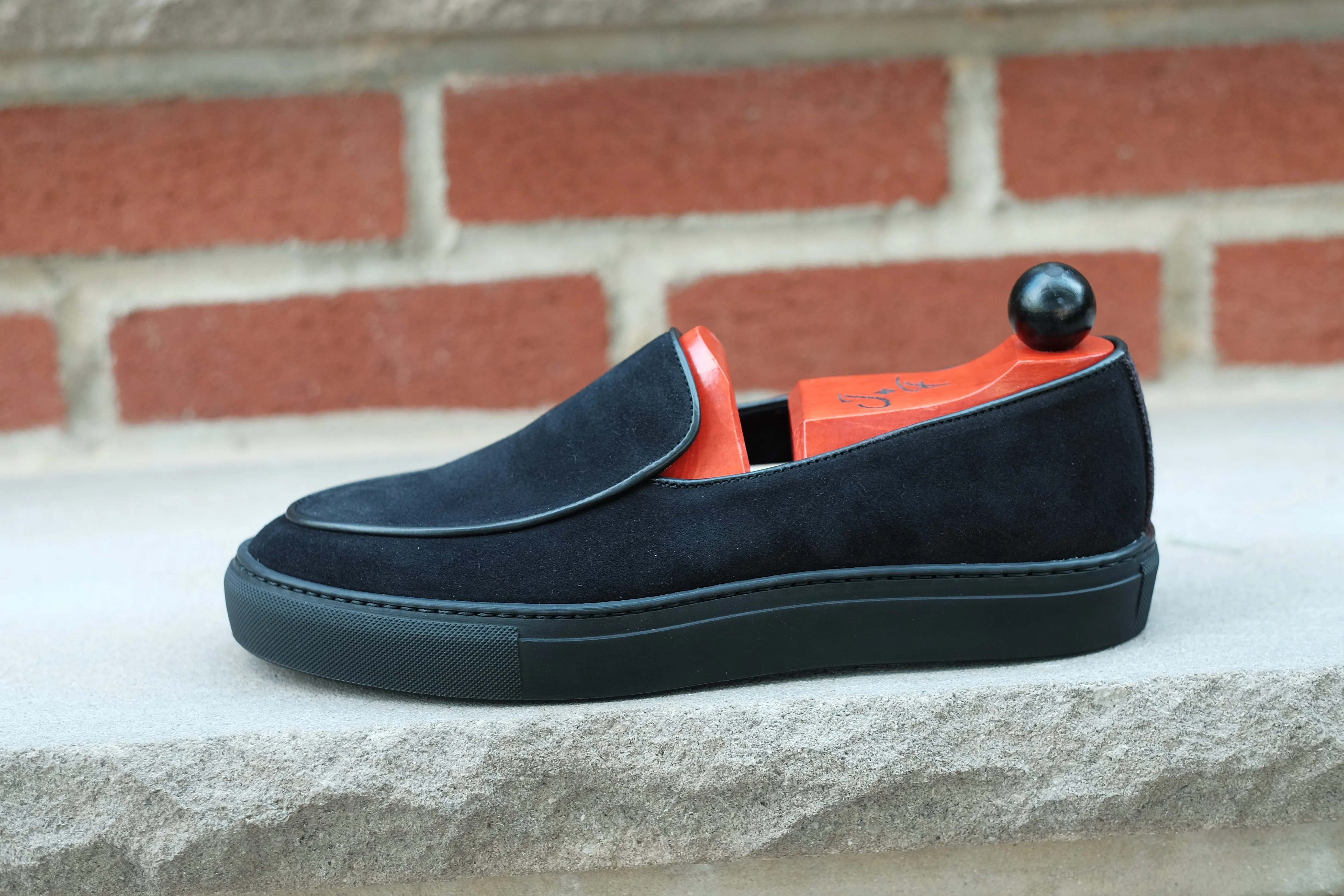 Ellensburg - Black Suede / Black Calf Piping - PRE SALE