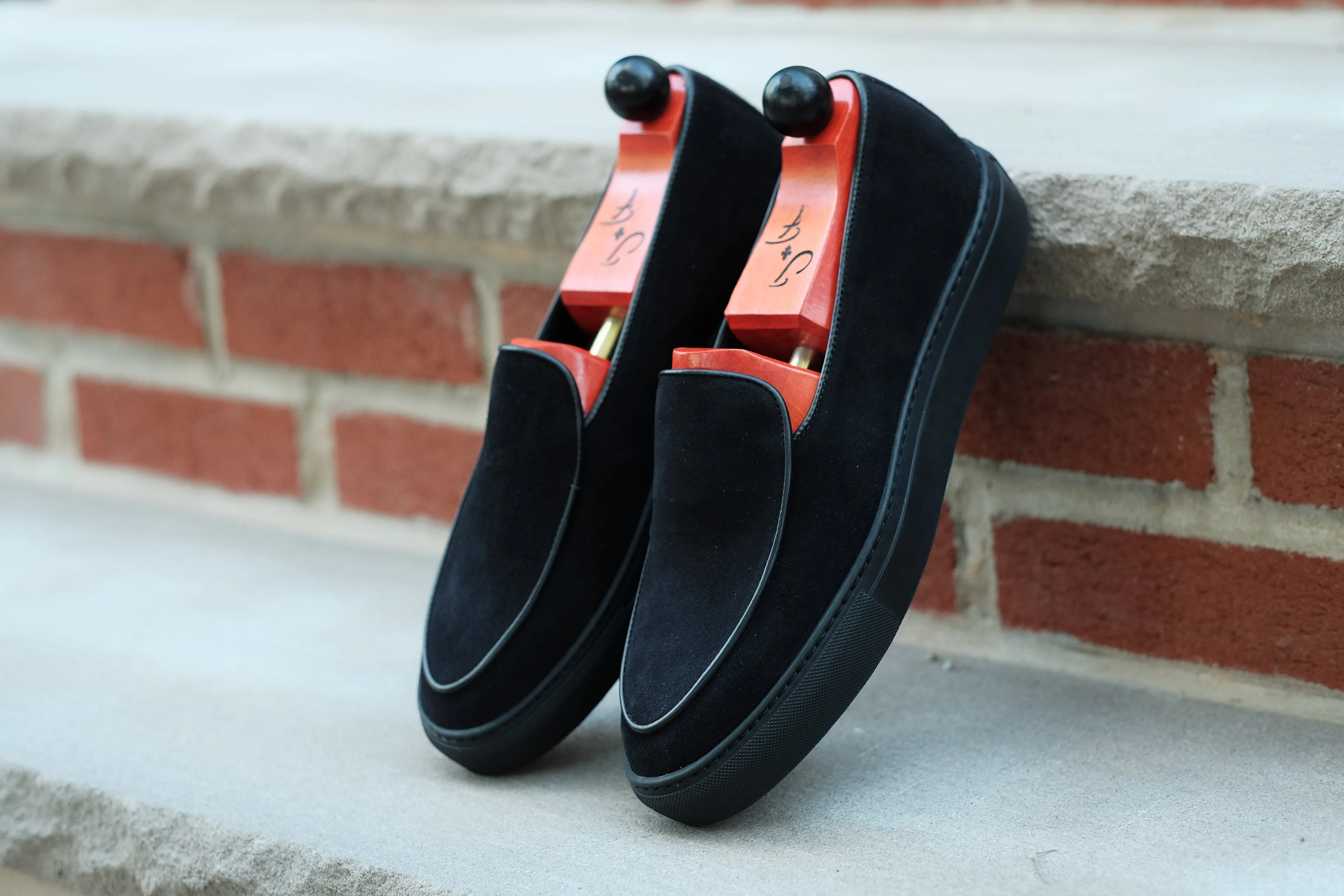 Ellensburg - Black Suede / Black Calf Piping - PRE SALE