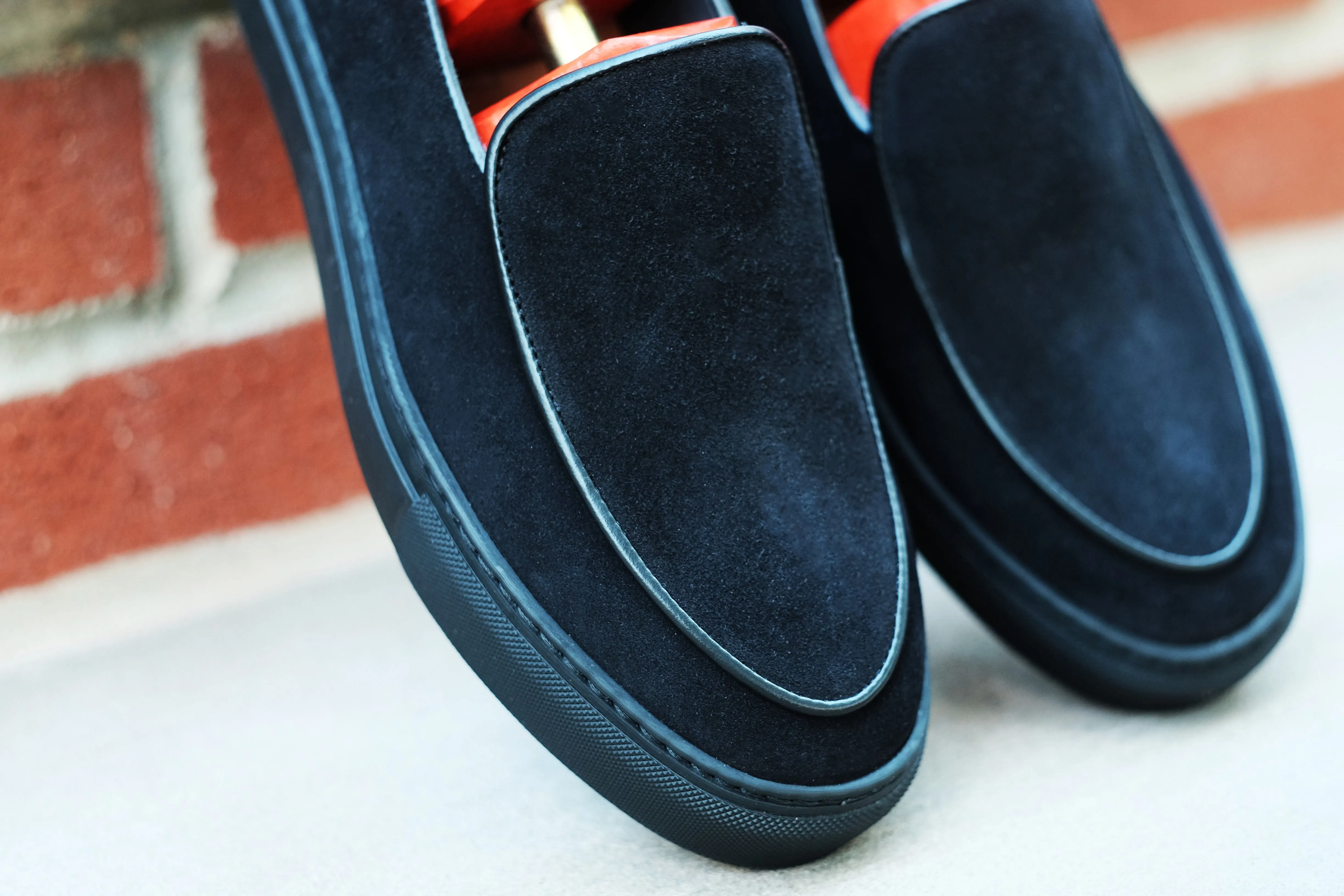 Ellensburg - Black Suede / Black Calf Piping - PRE SALE