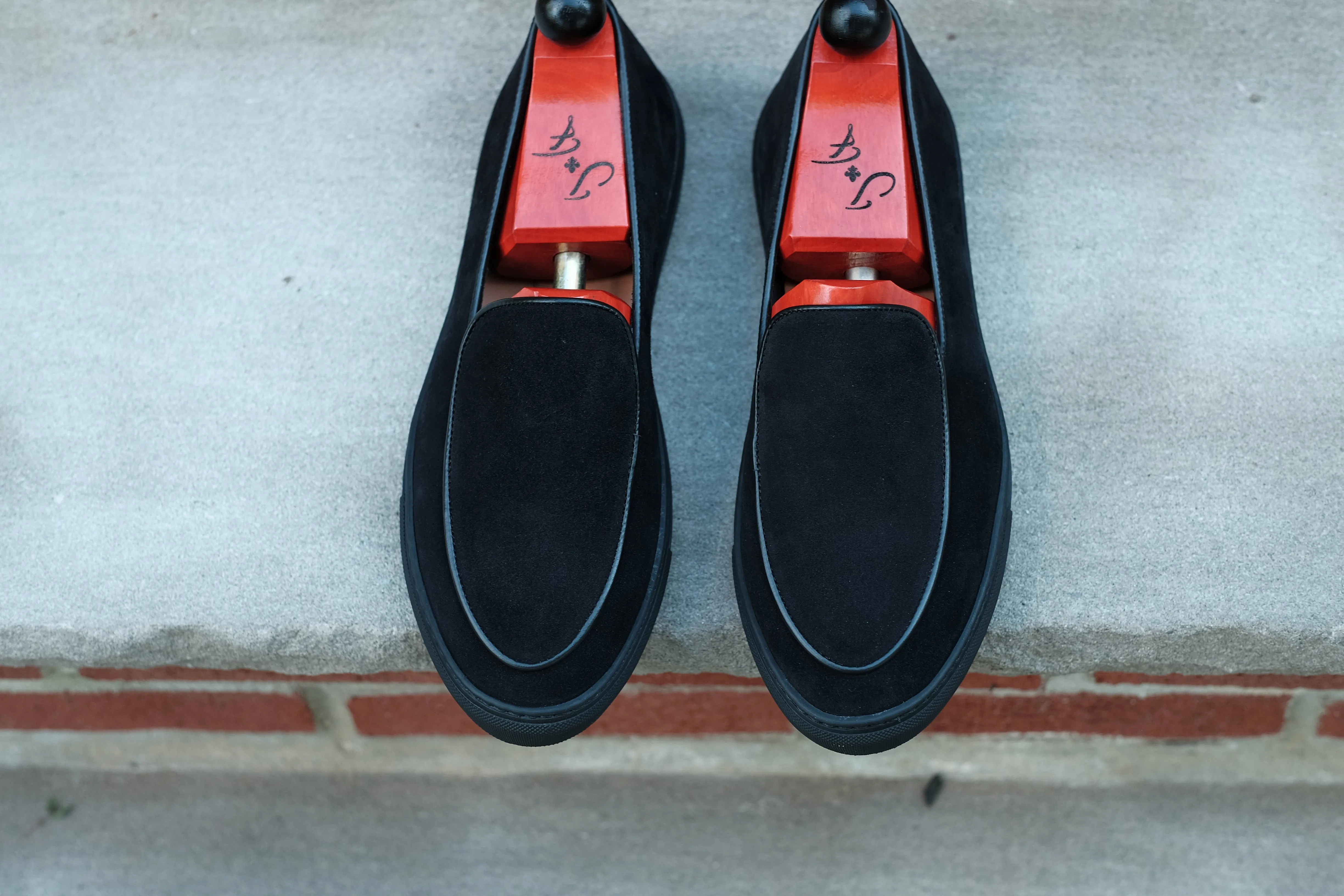 Ellensburg - Black Suede / Black Calf Piping - PRE SALE