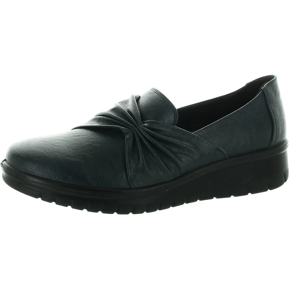 Faith Womens Cushioned Footbed Leather Slip-On Sneakers