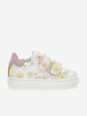 Girls Daisy Print Trainers in White