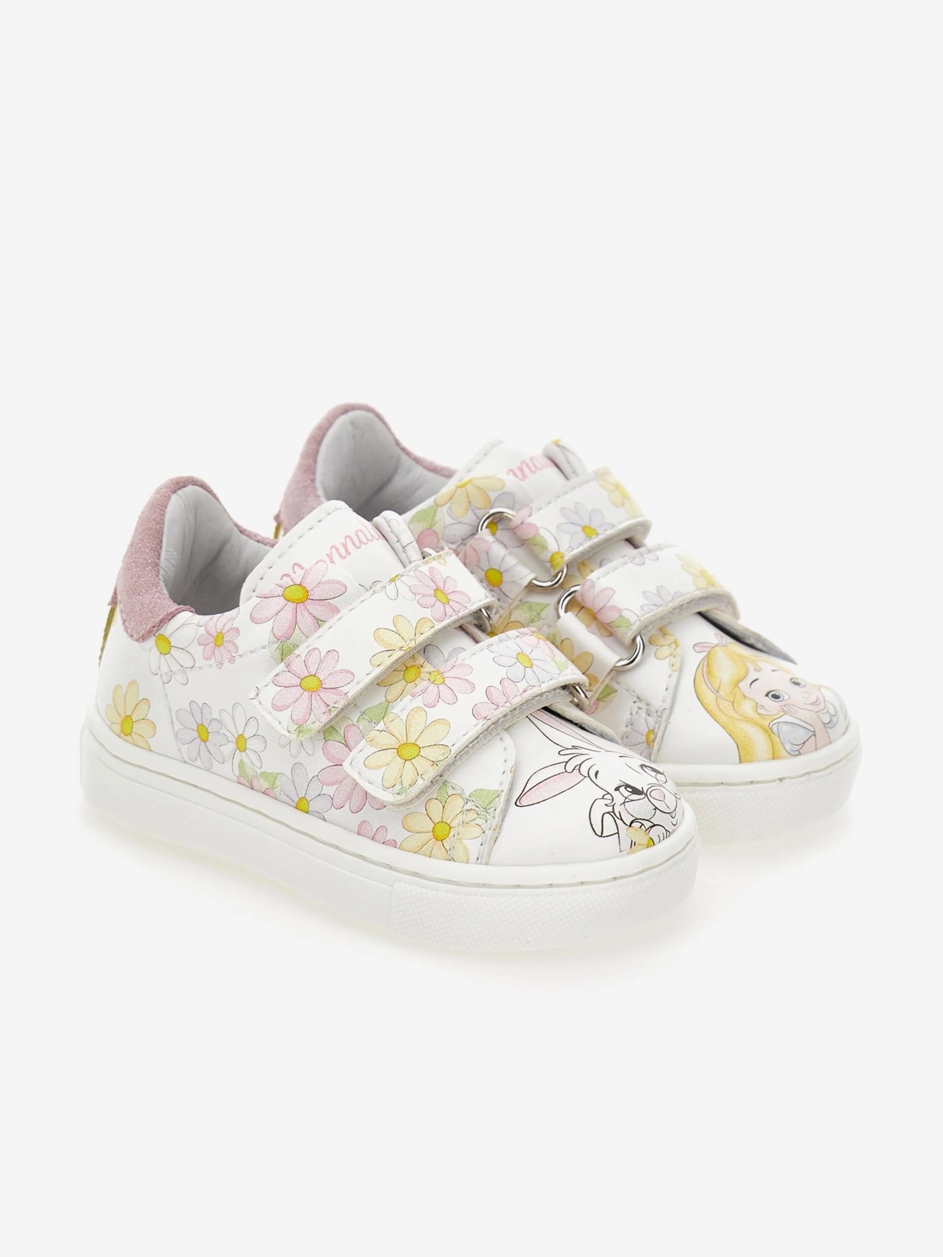 Girls Daisy Print Trainers in White