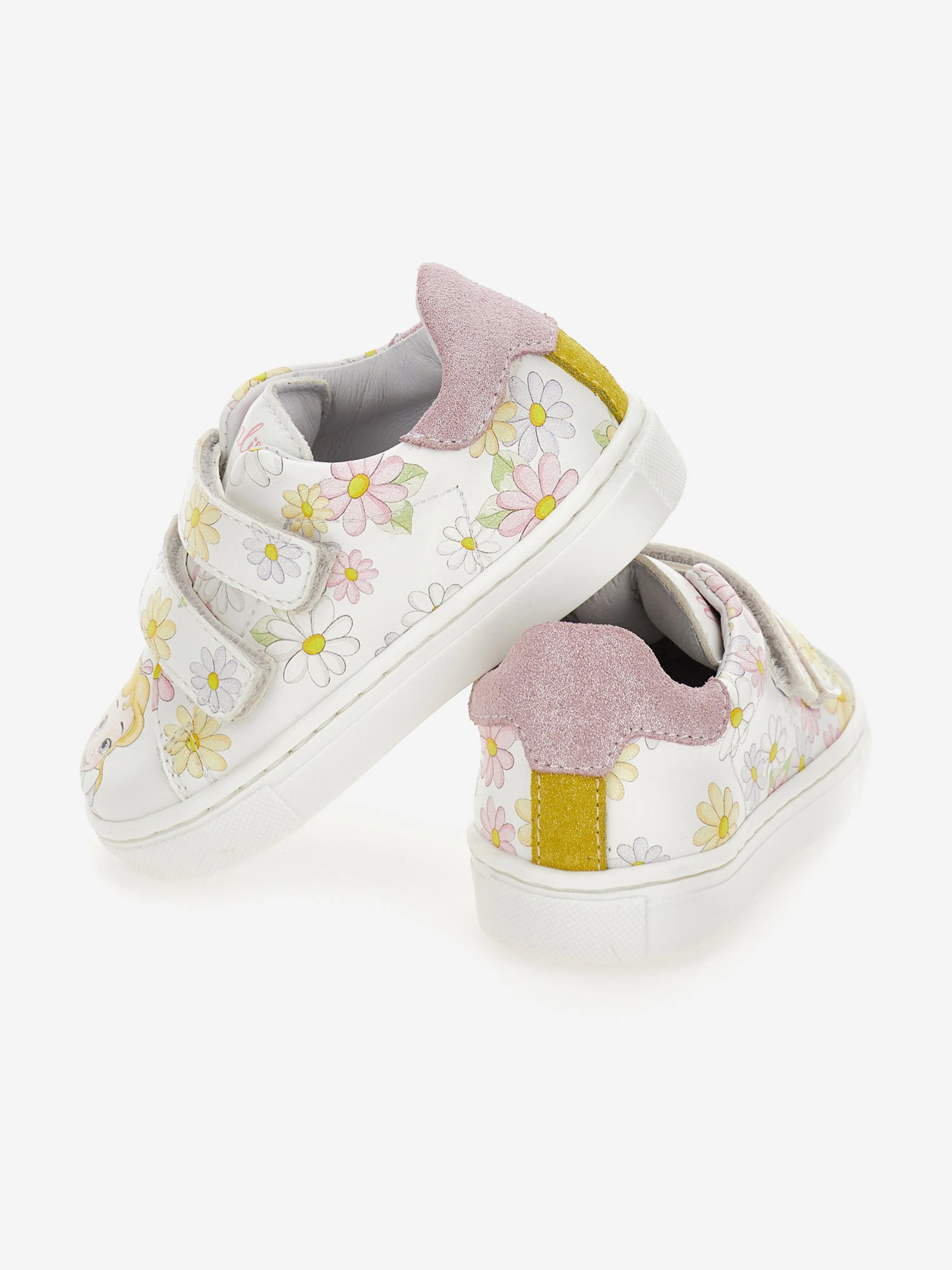 Girls Daisy Print Trainers in White