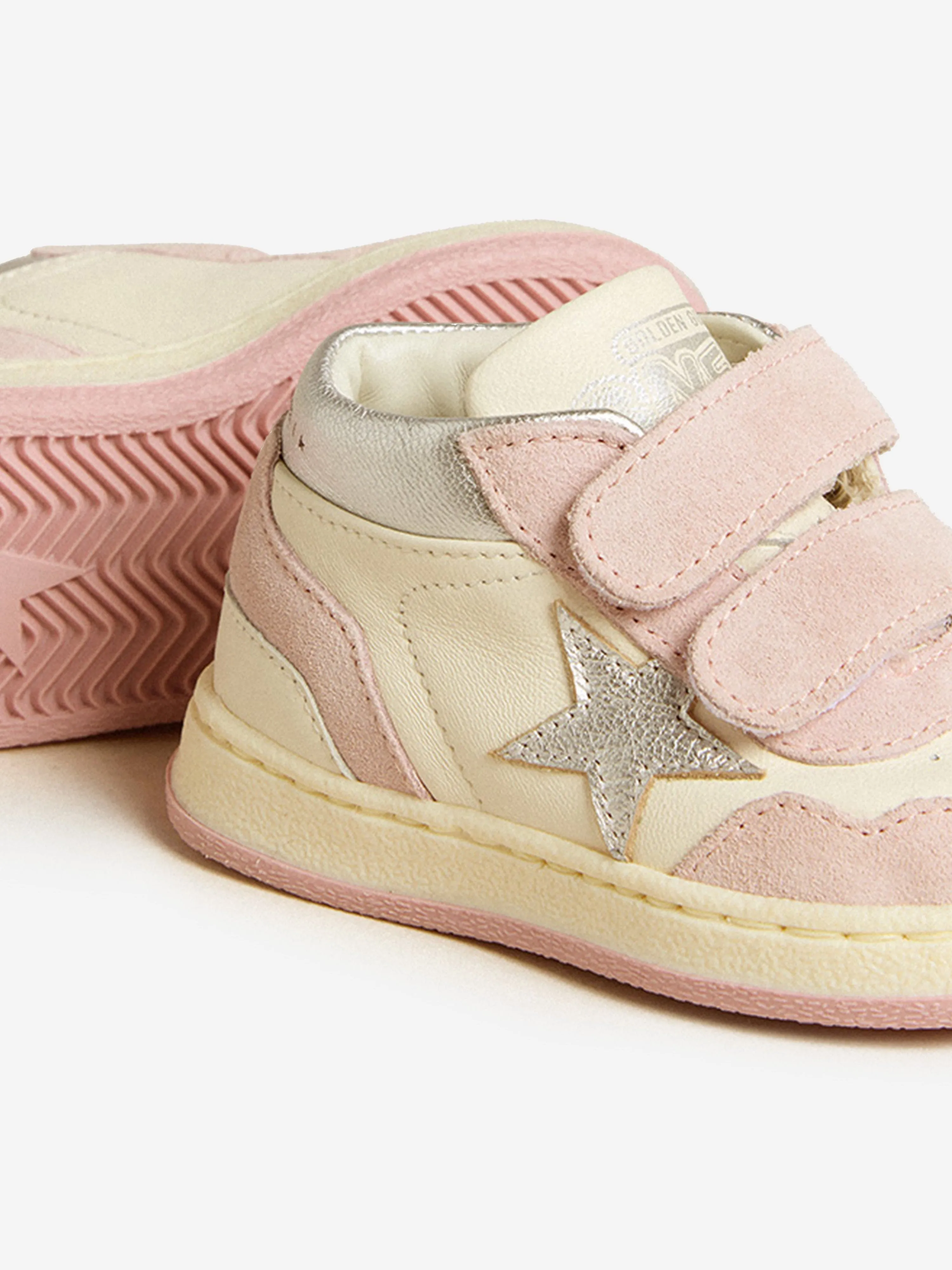 Girls Leather and Suede Star June Trainers in White