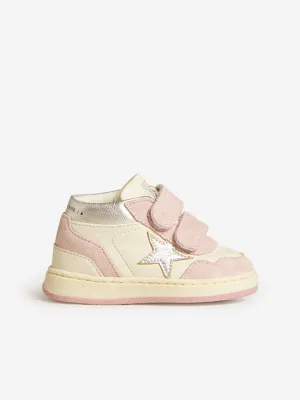 Girls Leather and Suede Star June Trainers in White