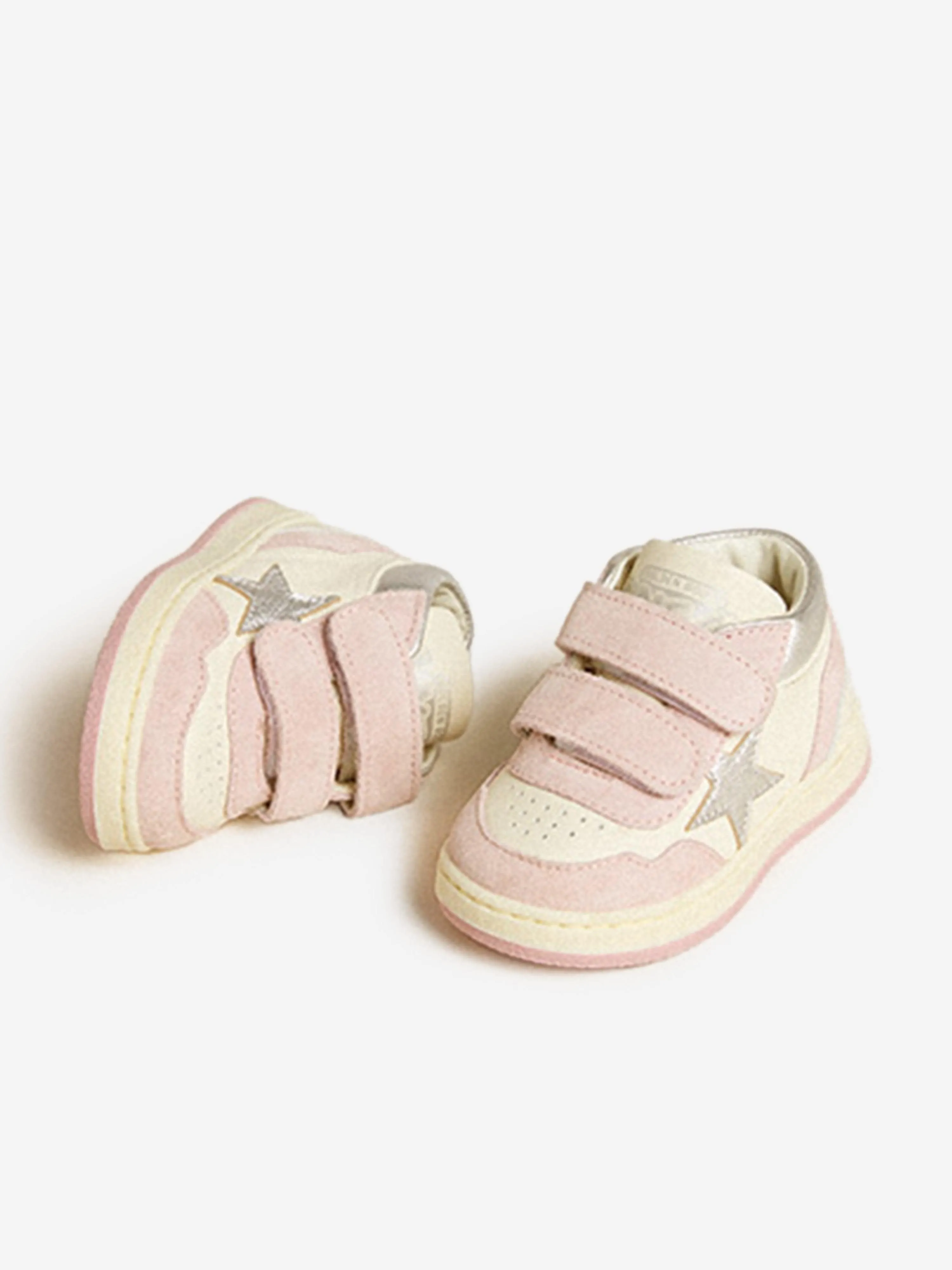 Girls Leather and Suede Star June Trainers in White