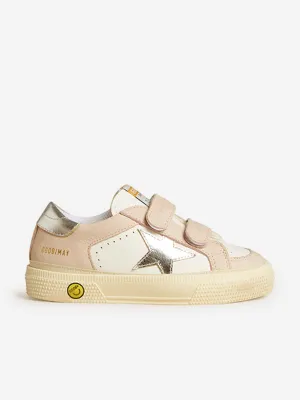 Girls Leather May School Trainers in White