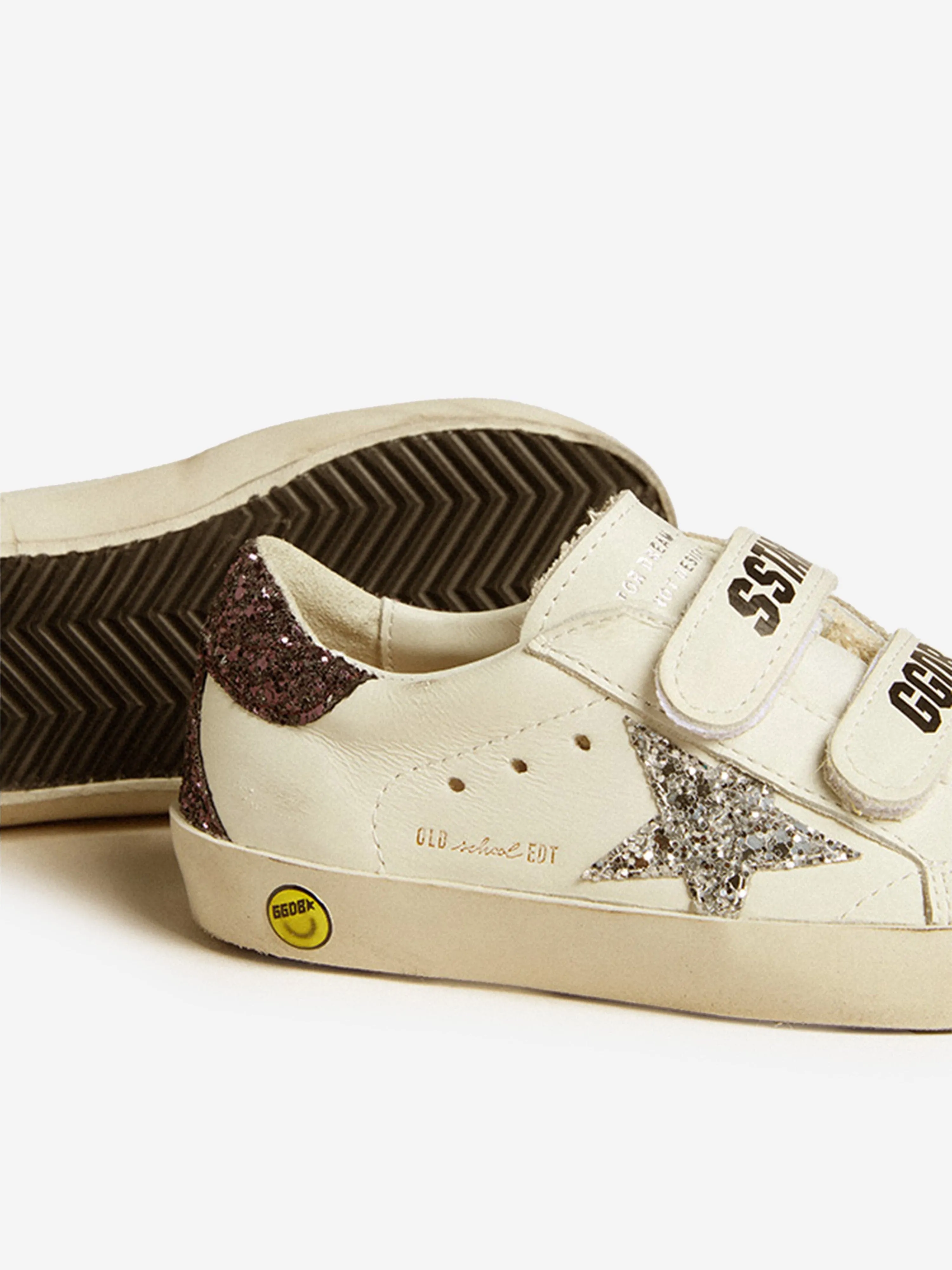 Girls Leather Old School Classic Trainers in White