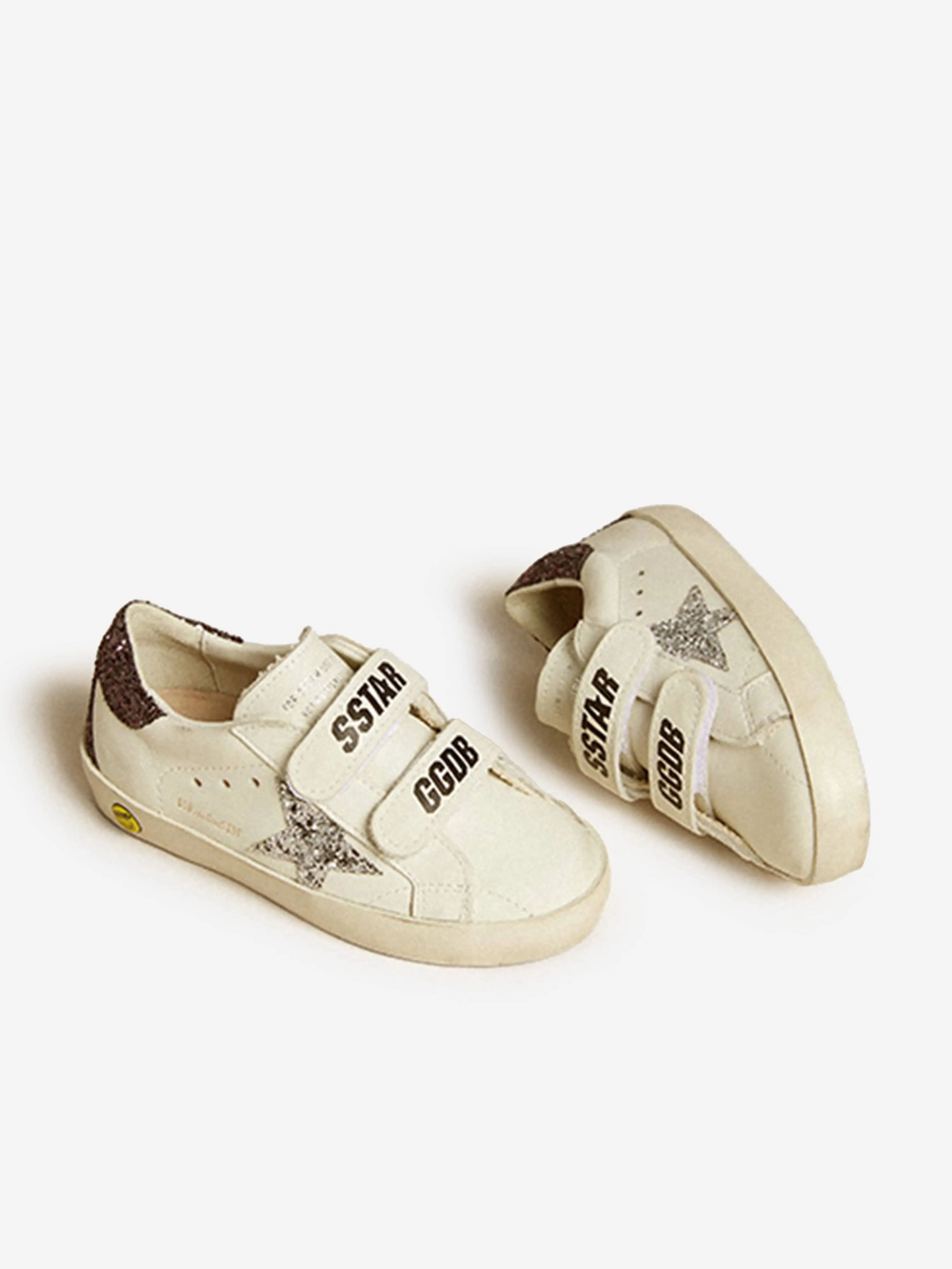 Girls Leather Old School Classic Trainers in White