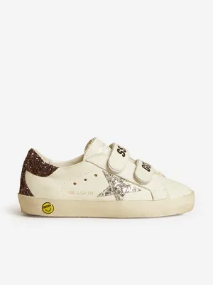 Girls Leather Old School Classic Trainers in White