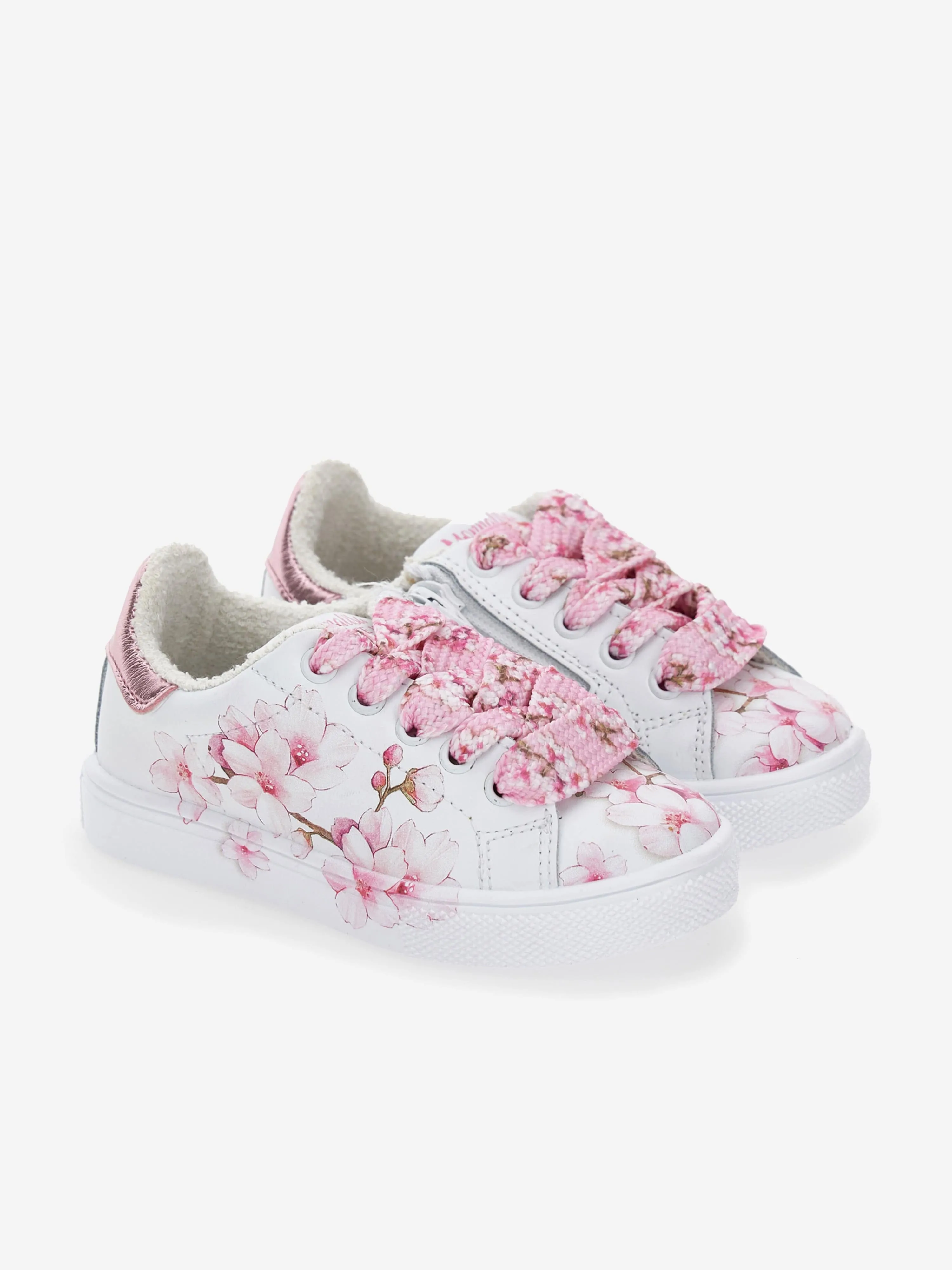 Girls Leather Peach Blossom Trainers in White