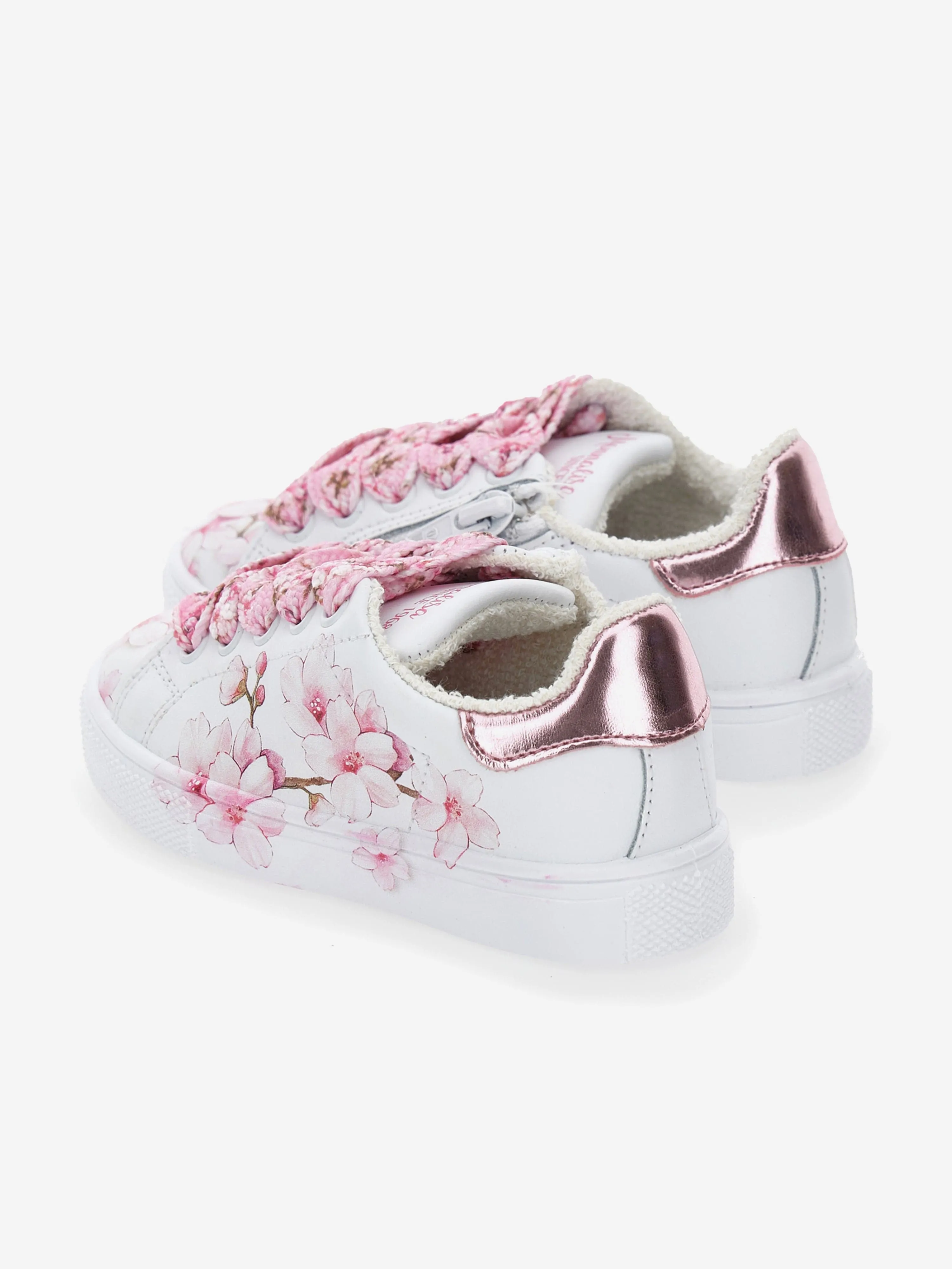 Girls Leather Peach Blossom Trainers in White