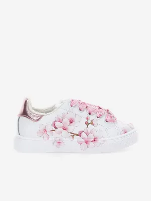 Girls Leather Peach Blossom Trainers in White
