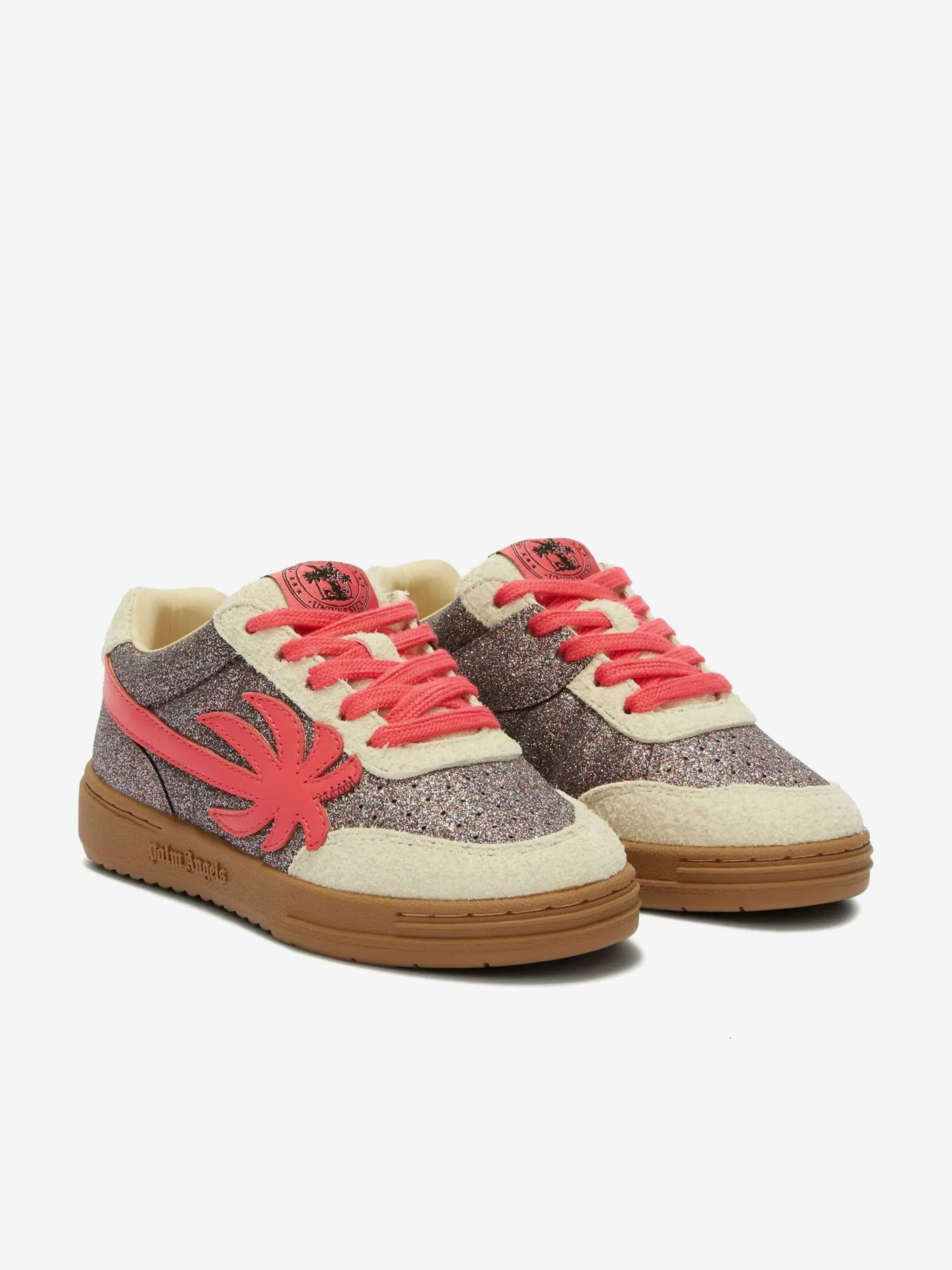 Girls Palm Beach University Glitter Trainers in Silver